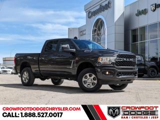 <b>Remote Engine Start, Premium Audio, 5th Wheel Gooseneck Towing Prep Group!</b><br> <br> <br> <br>  Get the job done in comfort and style in this extremely capable Ram 2500 HD. <br> <br>Endlessly capable, this 2024 Ram 2500HD pulls out all the stops, and has the towing capacity that sets it apart from the competition. On top of its proven Ram toughness, this Ram 2500HD has an ultra-quiet cabin full of amazing tech features that help make your workday more enjoyable. Whether youre in the commercial sector or looking for serious recreational towing rig, this impressive 2500HD is ready for anything that you are.<br> <br> This grey sought after diesel Crew Cab 4X4 pickup   has a 6 speed automatic transmission and is powered by a Cummins 370HP 6.7L Straight 6 Cylinder Engine.<br> <br> Our 2500s trim level is Big Horn. This Ram 2500 Big Horn comes with stylish aluminum wheels, a leather steering wheel, extremely capable class V towing equipment including a hitch, brake controller, wiring harness and trailer sway control, heavy-duty suspension, cargo box lighting, and a locking tailgate. Additional features include heated and power adjustable side mirrors, UCconnect 3, hands-free phone communication, push button start, cruise control, air conditioning, vinyl floor lining, and a rearview camera. This vehicle has been upgraded with the following features: Remote Engine Start, Premium Audio, 5th Wheel Gooseneck Towing Prep Group. <br><br> <br/> Weve discounted this vehicle $9450. Incentives expire 2024-07-02.  See dealer for details. <br> <br><h3><a href=https://www.crowfootdodgechrysler.com/tools/autoverify/finance.htm>Click here for instant pre-approval!</a></h3><br>

We pride ourselves in consistently exceeding our customers expectations. Please dont hesitate to give us a call.<br> Come by and check out our fleet of 80+ used cars and trucks and 130+ new cars and trucks for sale in Calgary.  o~o  Vehicle pricing offer shown expire 2024-05-31.