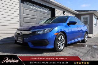 The 2018 Honda Civic LX comes equipped with a 2.0L DOHC i-VTEC 4-cylinder engine, 6-speed manual transmission, Bluetooth HandsFreeLink and streaming audio, Rearview camera with guidelines, Electronic Parking Brake (EPB) with Automatic Brake Hold, Eco Assist System, Advanced Compatibility Engineering and so much more! This vehicle also comes with a clean CARFAX.




<p>**PLEASE CALL TO BOOK YOUR TEST DRIVE! THIS WILL ALLOW US TO HAVE THE VEHICLE READY BEFORE YOU ARRIVE. THANK YOU!**</p>

<p>The above advertised price and payment quote are applicable to finance purchases. <strong>Cash pricing is an additional $699. </strong> We have done this in an effort to keep our advertised pricing competitive to the market. Please consult your sales professional for further details and an explanation of costs. <p>

<p>WE FINANCE!! Click through to AUTOHOUSEKINGSTON.CA for a quick and secure credit application!<p><strong>

<p><strong>All of our vehicles are ready to go! Each vehicle receives a multi-point safety inspection, oil change and emissions test (if needed). Our vehicles are thoroughly cleaned inside and out.<p>

<p>Autohouse Kingston is a locally-owned family business that has served Kingston and the surrounding area for more than 30 years. We operate with transparency and provide family-like service to all our clients. At Autohouse Kingston we work with more than 20 lenders to offer you the best possible financing options. Please ask how you can add a warranty and vehicle accessories to your monthly payment.</p>

<p>We are located at 1556 Bath Rd, just east of Gardiners Rd, in Kingston. Come in for a test drive and speak to our sales staff, who will look after all your automotive needs with a friendly, low-pressure approach. Get approved and drive away in your new ride today!</p>

<p>Our office number is 613-634-3262 and our website is www.autohousekingston.ca. If you have questions after hours or on weekends, feel free to text Kyle at 613-985-5953. Autohouse Kingston  It just makes sense!</p>

<p>Office - 613-634-3262</p>

<p>Kyle Hollett (Sales) - Extension 104 - Cell - 613-985-5953; kyle@autohousekingston.ca</p>

<p>Joe Purdy (Finance) - Extension 103 - Cell  613-453-9915; joe@autohousekingston.ca</p>

<p>Brian Doyle (Sales and Finance) - Extension 106 -  Cell  613-572-2246; brian@autohousekingston.ca</p>

<p>Bradie Johnston (Director of Awesome Times) - Extension 101 - Cell - 613-331-1121; bradie@autohousekingston.ca</p>