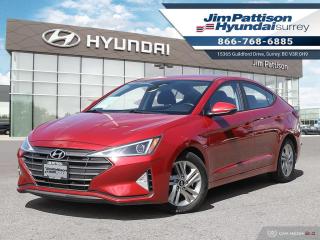 ACCIDENT FREE!! LOCAL CAR!! Options include: Apple carplay, Android Auto, Blind spot sensor, Heated steering wheel, Back up camera, Alloy wheels, and much more. This used 2019 Hyundai Elantra Preferred is now available to test drive at Jim Pattison Hyundai Surrey. This amazing local vehicle has been fully inspected at Jim Pattison Hyundai Surrey and all servicing is up to date. We always include a 30-day powertrain guarantee, 14-day exchange privilege and a CarFax vehicle history report with all of our pre-owned vehicles. For a limited time, this used Elantra is also available at special financing rates! Call 1-866-768-6885! Do you prefer text contact? You can TEXT our sales team directly @ 778-770-1084. Price does not include $599 documentation fee, $380 preparation charge, $599 finance placement fee if applicable and taxes.  DL#10977