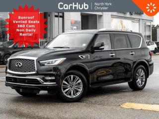 This INFINITI QX80 boasts a Premium Unleaded V-8 5.6 L/339 engine powering this Automatic transmission. Window Grid Diversity Antenna, Wheels: 20 Multi Spoke Alloys, Voice Activated Dual Zone Front Automatic Air Conditioning. Clean CARFAX!, Our advertised prices are for consumers (i.e. end users) only. Not a former rental.  The CARFAX report indicates that it was previously registered in the province of Quebec.   This INFINITI QX80 Features the Following Options
Power Sunroof, Surround View Camera, Emergency Brake, Blind Spot, Front Heated/Ventilated Seats, Second Row Heated Seats, Power Front Seats, Heated Steering Wheel, Power Folding Side Mirrors, Power Tilt/Telescoping Steering Column, Navigation, Am/Fm/SiriusXM Sat Radio Ready, Bluetooth, Apple Car Play Capable, Wi-Fi Hot Spot Capable, Bose Sound System, Rear Seat Entertainment, Multi Zone Climate Control, Valet Function, Trunk/Hatch Auto-Latch, Trip Computer, Transmission: 7-Speed Automatic -inc: adaptive shift control, manual shift mode w/downshift rev-matching, snow and tow modes and hill start assist, Transmission w/Oil Cooler, Trailer Wiring Harness, Tire Specific Low Tire Pressure Warning, Tailgate/Rear Door Lock Included w/Power Door Locks, Smart Device Remote Engine Start.  Drop in today and have a look!  Its a great deal and priced to move!  
 

Drive Happy with CarHub
*** All-inclusive, upfront prices -- no haggling, negotiations, pressure, or games

 

*** Purchase or lease a vehicle and receive a $1000 CarHub Rewards card for service.

 

*** 3 day CarHub Exchange program available on most used vehicles. Details: www.northyorkchrysler.ca/exchange-program/

 

*** 36 day CarHub Warranty on mechanical and safety issues and a complete car history report

 

*** Purchase this vehicle fully online on CarHub websites

 

 

Transparency StatementOnline prices and payments are for finance purchases -- please note there is a $750 finance/lease fee. Cash purchases for used vehicles have a $2,200 surcharge (the finance price + $2,200), however cash purchases for new vehicles only have tax and licensing extra -- no surcharge. NEW vehicles priced at over $100,000 including add-ons or accessories are subject to the additional federal luxury tax. While every effort is taken to avoid errors, technical or human error can occur, so please confirm vehicle features, options, materials, and other specs with your CarHub representative. This can easily be done by calling us or by visiting us at the dealership. CarHub used vehicles come standard with 1 key. If we receive more than one key from the previous owner, we include them with the vehicle. Additional keys may be purchased at the time of sale. Ask your Product Advisor for more details. Payments are only estimates derived from a standard term/rate on approved credit. Terms, rates and payments may vary. Prices, rates and payments are subject to change without notice. Please see our website for more details.
 