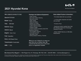 Used 2021 Hyundai KONA Ultimate AWD | Local Trade | Low Mileage for sale in Winnipeg, MB