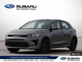 <b>Sunroof,  Heated Steering Wheel,  Blind Spot Detection,  Heated Seats,  Apple CarPlay!</b><br> <br>    With abundant cargo space and remarkable practicality, this Rio 5 always has your back. This  2023 Kia Rio 5-door is for sale today in North Bay. <br> <br>Smoothly zip through day in this fun, versatile, and adaptable Rio5, a versatile compact hatchback. Stuffed with a surprising amount of tech, this Rio 5 often feels like more than just a compact hatchback, seamlessly helping you with your agenda in a confident and cool way. For an easy and convenient hatch that always has your back, this Rio 5 is an easy choice. This  hatchback has 23,500 kms. Its  grey in colour  . It has an automatic transmission and is powered by a  120HP 1.6L 4 Cylinder Engine. <br> <br> Our Rio 5-doors trim level is LX Premium. Upping the ante, this Rio5 LX adds an express open/close glass sunroof, a heated steering wheel and blind spot detection, in addition to heated front seats, power rear windows, 60-40 folding bench rear seats, front and rear cupholders, and an 8-inch infotainment screen with wireless Apple CarPlay and Android Auto, with a 6-speaker audio system and steering wheel audio controls. Other standard features also include proximity keyless entry, key fob rear cargo access, a rearview camera, and even more. This vehicle has been upgraded with the following features: Sunroof,  Heated Steering Wheel,  Blind Spot Detection,  Heated Seats,  Apple Carplay,  Android Auto,  Proximity Key. <br> <br>To apply right now for financing use this link : <a href=https://www.subaruofnorthbay.ca/tools/autoverify/finance.htm target=_blank>https://www.subaruofnorthbay.ca/tools/autoverify/finance.htm</a><br><br> <br/><br> Buy this vehicle now for the lowest bi-weekly payment of <b>$136.82</b> with $0 down for 96 months @ 6.99% APR O.A.C. ( Plus applicable taxes -  Plus applicable fees   ).  See dealer for details. <br> <br>Subaru of North Bay has been proudly serving customers in North Bay, Sturgeon Falls, New Liskeard, Cobalt, Haileybury, Kirkland Lake and surrounding areas since 1987. Whether you choose to visit in person or shop online, youll find a huge selection of new 2022-2023 Subaru models as well as certified used vehicles of all makes and models. </br>The advertised price is for financing purchases only. All cash purchases will be subject to an additional surcharge of $2,501.00. This advertised price also does not include taxes and licensing fees.<br> Come by and check out our fleet of 20+ used cars and trucks and 40+ new cars and trucks for sale in North Bay.  o~o