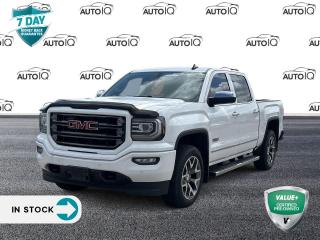 Summit White 2016 GMC Sierra 1500 SLT 4D Crew Cab EcoTec3 5.3L V8 6-Speed Automatic Electronic with Overdrive 4WD 6-Speed Automatic Electronic with Overdrive, 4WD, Jet Black/Spice Red All-Terrain Leather, 10-Way Power Drivers Seat Adjuster, 1st & 2nd Row Colour-Keyed Carpeted Floor Mats, 20 x 9 Chrome Clad Aluminum Wheels, 6 Rectangular Chromed Tubular Assist Steps, 6-Speaker Audio System, All Terrain SLT Premium Package, All-Terrain Package, Auto-Dimming Inside Rear-View Mirror, Body Colour Front Bumper, Body Colour Rear Bumper w/Cornersteps, Bose Speaker System, Enhanced Driver Alert Package, Floor Mounted Console, Forward Collision Alert, Front Full Feature Power Reclining Bucket Seats, HD Radio, Heated & Vented Front Bucket Seats, Heated Driver & Front Passenger Seats, High-Performance LED Headlamps, Hill Descent Control, IntelliBeam Automatic High Beam On/Off Headlight, Lane Keep Assist, Leather Wrapped Heated Steering Wheel, Off-Road Suspension Package, Power Sliding Rear Window w/Defogger, Radio: AM/FM Stereo w/8 Diagonal Colour Touch Nav., SiriusXM Satellite Radio, SLT Crew Cab Premium Plus Package, Spray-On Pickup Box Bed Liner, Ultrasonic Front & Rear Park Assist, Unique Body Colour Grille Surround w/Chrome Accents, Wheels: 18 x 8.5 Bright Machined Aluminum, Wheels: 20 x 9 Ultra Bright Machined Alum., Wireless Charging<p> </p>

<h4>VALUE+ CERTIFIED PRE-OWNED VEHICLE</h4>

<p>36-point Provincial Safety Inspection<br />
172-point inspection combined mechanical, aesthetic, functional inspection including a vehicle report card<br />
Warranty: 30 Days or 1500 KMS on mechanical safety-related items and extended plans are available<br />
Complimentary CARFAX Vehicle History Report<br />
2X Provincial safety standard for tire tread depth<br />
2X Provincial safety standard for brake pad thickness<br />
7 Day Money Back Guarantee*<br />
Market Value Report provided<br />
Complimentary 3 months SIRIUS XM satellite radio subscription on equipped vehicles<br />
Complimentary wash and vacuum<br />
Vehicle scanned for open recall notifications from manufacturer</p>

<p>SPECIAL NOTE: This vehicle is reserved for AutoIQs retail customers only. Please, No dealer calls. Errors & omissions excepted.</p>

<p>*As-traded, specialty or high-performance vehicles are excluded from the 7-Day Money Back Guarantee Program (including, but not limited to Ford Shelby, Ford mustang GT, Ford Raptor, Chevrolet Corvette, Camaro 2SS, Camaro ZL1, V-Series Cadillac, Dodge/Jeep SRT, Hyundai N Line, all electric models)</p>

<p>INSGMT</p>