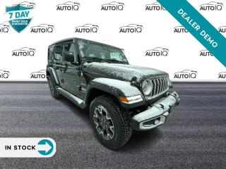 <p><strong>Experience the 2024 Jeep Wrangler Sahara 4X4: Elevate Your Off-Road Experience</strong></p>

<p>Prepare to embark on thrilling adventures with the 2024 Jeep Wrangler Sahara 4X4, where rugged capability meets refined luxury. Built to conquer the toughest terrain while providing exceptional comfort and style, the Wrangler Sahara 4X4 is the ultimate expression of freedom and adventure.</p>

<p><strong>Unmatched Capability:</strong> Equipped with a robust 2.0L DOHC I-4 DI turbocharged engine with Stop/Start technology and an 8-speed TorqueFlite automatic transmission, the Wrangler Sahara 4X4 delivers uncompromising performance both on and off the beaten path. With the legendary Command-Trac part-time 4WD system and a suite of advanced safety features including Forward Collision Warning Plus and Adaptive Cruise Control, you can navigate any terrain with confidence.</p>

<p><strong>Luxurious Interior:</strong> Step inside the Wrangler Sahara 4X4 and immerse yourself in luxury. The interior boasts premium McKinley leather-faced seats, providing unmatched comfort and support during your off-road excursions. Front heated seats and a heated steering wheel ensure that you stay cozy even in the harshest conditions, while the dual-zone automatic temperature control keeps everyone comfortable.</p>

<p><strong>Advanced Technology:</strong> Stay connected and entertained wherever your adventures take you with the Uconnect 5W infotainment system featuring a vibrant 12.3-inch display. Seamlessly integrate your smartphone with Apple CarPlay or Android Auto, and enjoy access to SiriusXM with 360L on-demand content. The optional Technology Group adds connected travel and traffic services, while the Alpine premium audio system delivers concert-quality sound.</p>

<p><strong>Safety and Convenience:</strong> Safety is paramount in the Wrangler Sahara 4X4, with features such as Automatic High-Beam Headlamp Control, Blind-Spot Monitoring, and Rear Cross-Path Detection ensuring peace of mind on every journey. The ParkView Rear Back-Up Camera and Park-Sense Rear Park Assist System make parking and maneuvering in tight spaces effortless, while the Sky One-Touch Power Top provides open-air freedom at the touch of a button.</p>

<p> Experience the thrill of off-road exploration like never before with the 2024 Jeep Wrangler Sahara 4X4. Combining rugged capability with refined luxury, this iconic SUV is ready to conquer any terrain and elevate your adventures to new heights. Visit our dealership today and discover the unmatched versatility and excitement of the Jeep Wrangler Sahara 4X4.</p>

<p> </p>

<p> </p>

<p> </p>

<p> </p>

<p> </p>

<form> </form>
<p> </p>

<p><em>Note: This is a used demo vehicle. The price may include added aftermarket accessories. Please contact dealer for details and current mileage.</em></p>

<h4>BUY WITH COMPLETE CONFIDENCE</h4>

<p>AutoIQ Exclusive Pre-Owned Program<br />
Shop online or in-store, any way you want it<br />
Virtual trade estimate & appraisal<br />
Virtual credit approval & eSignature<br />
7-Day Money Back Guarantee*</p>

<p>The AutoIQ Dealership Group came together in 2016 with a mission to deliver an exceptional car-buying experience. With 16 dealerships across Ontario, offering 14 brands and over 2500 vehicles in stock, AutoIQ customers can expect great selection, value, and trust. Buying a new vehicle is a significant purchase, and we want to ensure that you LOVE it! Whether you are purchasing a new or quality pre-owned vehicle from us, we offer attractive financing rates and flexible terms, regardless of your credit.</p>

<p>SPECIAL NOTE: This vehicle is reserved for AutoIQs retail customers only. Please, no dealer calls. Errors and omissions excepted.</p>

<p>*As-traded, specialty or high-performance vehicles are excluded from the 7-Day Money Back Guarantee Program (including, but not limited to Ford Shelby, Ford mustang GT, Ford Raptor, Chevrolet Corvette, Camaro 2SS, Camaro ZL1, V-Series Cadillac, Dodge/Jeep SRT, Hyundai N Line, all electric models)</p>

<p>INSGMT</p>