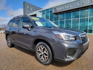 <span>While many small SUVs are designed as tall hatchbacks with the option of all-wheel drive, the 2021 Subaru Forester places its emphasis first on all-season, all-weather, all-road traction and then builds an SUV around it. Subarus symmetrical all-wheel drive with X-Mode is the real deal – when the going gets tough, the Forester is prepared.</span>




<span>Meanwhile, the inside of this 2021 Forester Touring is a cabin you wont want to leave. Forester Tourings pack a ton of standard equipment into this popular SUV: heated front seats, Apple CarPlay/Android Auto, alloy wheels, 10-way power drivers seat, dual-zone automatic climate control, proximity access/pushbutton start, and reverse automatic braking. Optional extras included in the Forester Touring include a heated steering wheel, a power liftgate, a panoramic sunroof, and a larger 8-inch centre screen. </span><span></span><span>Thats in addition to tech like Subarus EyeSight driver assist systems and blind spot monitoring. </span>




Thank you for your interest in this vehicle. Its located at Centennial Mazda, 402 Mt. Edward Road, Charlottetown, PEI. We look forward to hearing from you – call us toll-free at 1-902-894-8593.