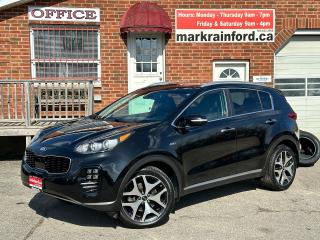 <p>WOW! Super-Clean, LOW KM Kia Sportage from Scarborough, ON! This SX Turbo AWD model looks and drives great and comes LOADED UP inside and out with fantastic options! The exterior looks sharp in its Black paint and factory machine-finished alloy wheels, featuring keyless entry with proximity keys, a large power panoramic sunroof, automatic headlights, foglights, lane departure warning, blind spot detection warning, roof rack rails, tinted privacy glass, a sleek rear spoiler, integrated mirror turn signals, power rear lift gate, a peppy fuel efficient 2.0L 4-cylinder turbocharged engine and automatic transmission along with All-Wheel-Drive system! The interior is clean and comfortable with heated and cooled power-adjustable front seats with driver lumbar control, heated rear seating, a large cargo area with retractable cargo shade, a set of all-weather floor mats, power door locks, windows, and power-folding mirrors, a heated leather-wrapped steering wheel with audio and cruise controls, an easy to read and use central gauge cluster, push-button start, a large central touch screen AM/FM/XM Satellite Radio with Harman/Kardon Premium Audio system, Factory Navigation, Android Auto, Bluetooth and Backup Camera, Dual Zone A/C climate control with front and rear window defrost settings, multiple drive modes including ECO and Sport Mode, differential lock, driver assist suite, hill descent assist, Auto-Hold Brake, USB/AUX/12V accessory ports and more! </p><p> </p><p>Fantastic looking and driving SUV, LOW KM, and tons of options!!!</p><p> </p><p>Call (905) 623-2906</p><p> </p><p>Text Ryan: (905) 429-9680 or Email: ryan@markrainford.ca</p><p> </p><p>Text Mark: (905) 431-0966 or Email: mark@markrainford.ca</p>