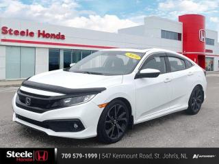 **Market Value Pricing**, Cloth.Honda Certified Details:* 7 day/1,000 km exchange privilege whichever comes first* 24 hours/day, 7 days/week* 7 year / 160,000 km Power Train Warranty whichever comes first. This is an additional 2 year/60,000 kms beyond the original factory Power Train warranty. Honda Certified Used Vehicles also have the option to upgrade to a Honda Plus Extended Warranty* Vehicle history report. Access to MyHonda* Exclusive finance rates on Certified Pre-Owned Honda models* Multipoint Inspection2019 Honda Civic Sport 4D Sedan FWD 2.0L I4 DOHC 16V i-VTEC CVTWith our Honda inventory, you are sure to find the perfect vehicle. Whether you are looking for a sporty sedan like the Civic or Accord, a crossover like the CR-V, or anything in between, you can be sure to get a great vehicle at Steele Honda. Our staff will always take the time to ensure that you get everything that you need. We give our customers individual attention. The only way we can truly work for you is if we take the time to listen.Our Core Values are aligned with how we conduct business and how we cultivate success. Our People: We provide a healthy, safe environment, that celebrates equity, diversity and inclusion. Our people come first. We support the ongoing development and growth of our employees to build lasting relationships. Integrity: We believe in doing the right thing, with integrity and transparency. We are committed to excellence and delivering the best experience for customers and employees. Innovation: Our continuous innovation will deliver the ultimate personal customer buying experience. We are committed to being industry leaders as a dynamic organization working to bring new, innovative solutions to serve the evolving needs of our customers. Community: Our passion for our business extends into the communities where we live and work. We believe in supporting sustainability and investing in community-focused organizations with a focus on family. Our three pillars of community sponsorship focus are mental health, sick kids, and families in crisis.Reviews:* This generation of Civic attracted shoppers with Hondas reputation for safety and reliability, and many owners report that good looks, a thoughtful and handy interior, and plenty of feature content for the money helped seal the deal. Headlight performance is highly rated, as is a smooth and punchy performance from the turbocharged engine. Source: autoTRADER.ca