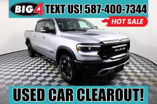 Find your wild side with our HEMI Powered 2019 RAM 1500 Rebel Crew Cab 4X4 in Billet Silver Metallic! Powered by a 5.7 Litre HEMI V8 that offers 395hp matched to an 8 Speed Automatic transmission for astonishing passing authority. You will be in total control with this unstoppable Four Wheel Drive truck with eLocker differential and Bilstein Monotube Shocks for incredible off-road capability, scoring approximately 11.8L/100km on the highway. Add some extra swagger to your day with our 1500, which commands the road with 33-inch tires, unique wheels, a large black grille, and dual exhaust.

Many amenities are waiting to spoil you in our Rebel, including a panoramic sunroof, remote start, heated steering wheel, and heated front seats with an upscale interior. You can also maintain a seamless connection thanks to Uconnect touchscreen infotainment, full-color navigation, available satellite radio, integrated voice command with Bluetooth®, and smartphone integration.

Our RAM has undergone rigorous testing and offers priceless peace of mind with a backup camera, stability control, trailer-sway control, and an advanced airbag system. Climb inside this 1500 Rebel and reward yourself with its legendary performance, capability, and comfort. Save this Page and Call for Availability. We Know You Will Enjoy Your Test Drive Towards Ownership!
