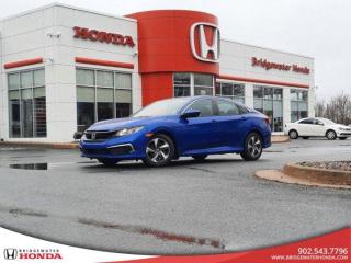 2020 Honda Civic LX FWD CVT 2.0L I4 DOHC 16V i-VTEC Bridgewater Honda, Located in Bridgewater Nova Scotia.Black Cloth, Air Conditioning, Auto High-beam Headlights, Backup Camera, Cruise Control, Front Bucket Seats, Fully automatic headlights, Heated Front Bucket Seats, Power steering, Power windows, Radio: 180-Watt AM/FM Audio System, Rear window defroster, Steering wheel mounted audio controls, Telescoping steering wheel, Tilt steering wheel.Reviews:* This generation of Civic attracted shoppers with Hondas reputation for safety and reliability, and many owners report that good looks, a thoughtful and handy interior, and plenty of feature content for the money helped seal the deal. Headlight performance is highly rated, as is a smooth and punchy performance from the turbocharged engine. Source: autoTRADER.ca