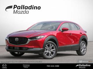 <b>Adaptive Cruise Control,  Heated Steering Wheel,  Aluminum Wheels,  Heated Seats,  Apple CarPlay!</b><br> <br> <br> <br>  No matter where your path leads, this 2024 CX-30 is made to help you follow it. <br> <br>Designed for an effortless drive, the luxurious CX-30 is sure to impress. Its refined cabin is quiet, instilling a feeling of tranquility behind the wheel. With plenty of cabin space, this gorgeous compact SUV is ready to handle any task you put in front of it. Innovative performance is not just about power, its about a responsive and engaging drive that connects you to the road.<br> <br> This soul red crystal metallic SUV  has an automatic transmission and is powered by a  2.5L I4 16V GDI DOHC engine.<br> <br> Our CX-30s trim level is GS. Step things up with this CX-30 GS, which reward you with unique alloy wheels, adaptive cruise control, a heated steering wheel, heated front seats, 60-40 folding bench rear seats, proximity key with push button start, an 8-speaker Mazda Harmonic Acoustics audio system, Apple CarPlay, Android Auto, and an 8.8-inch infotainment screen. Additional features include active lane keeping assist, lane departure warning, rear cross-traffic alert with automatic emergency braking, blind spot monitoring, rear cross traffic alert, front and rear cupholders, smart device remote engine start, LED headlights with perimeter approach lights, and even more! This vehicle has been upgraded with the following features: Adaptive Cruise Control,  Heated Steering Wheel,  Aluminum Wheels,  Heated Seats,  Apple Carplay,  Android Auto,  Blind Spot Detection. <br><br> <br>To apply right now for financing use this link : <a href=https://www.palladinomazda.ca/finance/ target=_blank>https://www.palladinomazda.ca/finance/</a><br><br> <br/>    Incentives expire 2024-05-31.  See dealer for details. <br> <br>Palladino Mazda in Sudbury Ontario is your ultimate resource for new Mazda vehicles and used Mazda vehicles. We not only offer our clients a large selection of top quality, affordable Mazda models, but we do so with uncompromising customer service and professionalism. We takes pride in representing one of Canadas premier automotive brands. Mazda models lead the way in terms of affordability, reliability, performance, and fuel efficiency.<br> Come by and check out our fleet of 90+ used cars and trucks and 110+ new cars and trucks for sale in Sudbury.  o~o