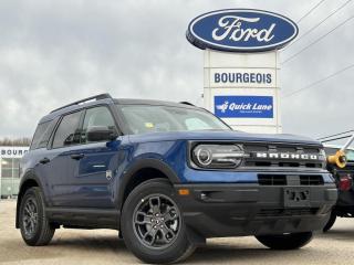 <b>Sunroof, Ford Co-Pilot360 Assist+, Wireless Charging, Class II Trailer Tow Package, Convenience Package!</b><br> <br> <br> <br>  This 2024 Ford Bronco Sport is no rip-off of its bigger brother; its an off road-capable and versatile compact SUV. <br> <br>A compact footprint, an iconic name, and modern luxury come together to make this Bronco Sport an instant classic. Whether your next adventure takes you deep into the rugged wilds, or into the rough and rumble city, this Bronco Sport is exactly what you need. With enough cargo space for all of your gear, the capability to get you anywhere, and a manageable footprint, theres nothing quite like this Ford Bronco Sport.<br> <br> This atlas blue metallic SUV  has a 8 speed automatic transmission and is powered by a  181HP 1.5L 3 Cylinder Engine.<br> <br> Our Bronco Sports trim level is Big Bend. This Bronco Big Bend steps things up with heated cloth front seats that feature power lumbar adjustment, along with SiriusXM streaming radio and exclusive aluminum wheels. Also standard include voice-activated automatic air conditioning, 8-inch SYNC 3 powered infotainment screen with Apple CarPlay and Android Auto, smart charging USB type-A and type-C ports, 4G LTE mobile hotspot internet access, proximity keyless entry with remote start, and a robust terrain management system that features the trademark Go Over All Terrain (G.O.A.T.) driving modes. Additional features include blind spot detection, rear cross traffic alert and pre-collision assist with automatic emergency braking, lane keeping assist, lane departure warning, forward collision alert, driver monitoring alert, a rear-view camera, and so much more. This vehicle has been upgraded with the following features: Sunroof, Ford Co-pilot360 Assist+, Wireless Charging, Class Ii Trailer Tow Package, Convenience Package, Fog Lamps. <br><br> View the original window sticker for this vehicle with this url <b><a href=http://www.windowsticker.forddirect.com/windowsticker.pdf?vin=3FMCR9B60RRE53939 target=_blank>http://www.windowsticker.forddirect.com/windowsticker.pdf?vin=3FMCR9B60RRE53939</a></b>.<br> <br>To apply right now for financing use this link : <a href=https://www.bourgeoismotors.com/credit-application/ target=_blank>https://www.bourgeoismotors.com/credit-application/</a><br><br> <br/> 7.99% financing for 84 months.  Incentives expire 2024-05-23.  See dealer for details. <br> <br>Discount on vehicle represents the Cash Purchase discount applicable and is inclusive of all non-stackable and stackable cash purchase discounts from Ford of Canada and Bourgeois Motors Ford and is offered in lieu of sub-vented lease or finance rates. To get details on current discounts applicable to this and other vehicles in our inventory for Lease and Finance customer, see a member of our team. </br></br>Discover a pressure-free buying experience at Bourgeois Motors Ford in Midland, Ontario, where integrity and family values drive our 78-year legacy. As a trusted, family-owned and operated dealership, we prioritize your comfort and satisfaction above all else. Our no pressure showroom is lead by a team who is passionate about understanding your needs and preferences. Located on the shores of Georgian Bay, our dealership offers more than just vehiclesits an experience rooted in community, trust and transparency. Trust us to provide personalized service, a diverse range of quality new Ford vehicles, and a seamless journey to finding your perfect car. Join our family at Bourgeois Motors Ford and let us redefine the way you shop for your next vehicle.<br> Come by and check out our fleet of 80+ used cars and trucks and 190+ new cars and trucks for sale in Midland.  o~o