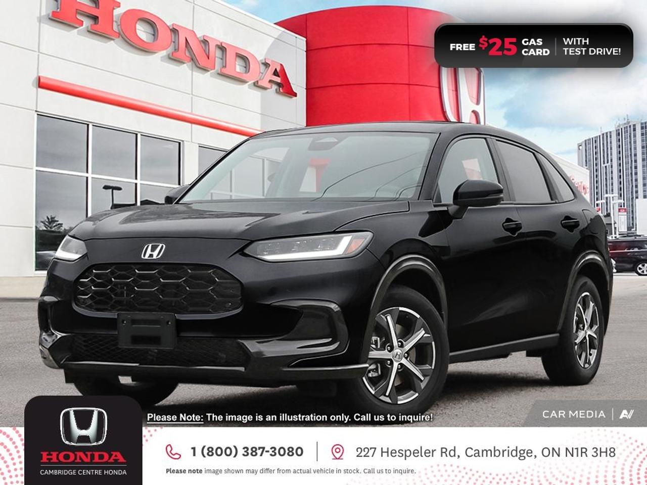 <p><strong>The HR-V EX-L Navi: Your Passport to Adventure</strong></p>

<p>Get ready to embark on thrilling adventures with the HR-V EX-L Navi. It boasts a robust 2.0-litre, 16-valve, DOHC, i-VTEC® 4-cylinder engine, churning out an impressive 158 horsepower. Coupled with the continuously variable transmission (CVT) and Real Time AWD (all-wheel drive / 4-wheel drive) featuring Intelligent Control System, this vehicle is your ticket to the great outdoors.</p>

<p><strong>Efficiency Meets Style</strong></p>

<p>The HR-Vs Eco-Assist system (Eco mode) ensures an eco-friendly ride, achieving an estimated fuel consumption of just 9.4/7.8/8.7 litresper 100 kilometres(City/Hwy/Combined). Inside, the leather-trimmed seating for five and versatile 60/40 split folding 2nd-row Magic Seats® make it easy to transport and store anything you need. Stay cozy with heated front seats and connected with the Display Audio System, complete with HondaLink and wireless charging.</p>

<p><strong>Entertainment at Your Fingertips</strong></p>

<p>Enjoy your favorite tunes with the 160-watt AM/FM/CD audio system, equipped with MP3/Windows Media® Audio playback capability and four speakers. Plus, the Satellite-Linked Navigation System (GPS) ensures you never lose your way. Connect seamlessly with SiriusXM satellite radio and Wireless Apple CarPlay (Apple Auto) and Android Auto (Android Auto) compatibility, which mirrors your smartphones key content on the 7-inch display audio system.</p>

<p><strong>Convenience and Safety</strong></p>

<p>Experience the convenience of the remote engine starter and proximity key entry system with push-button start. Safety is paramount with Honda Sensing technologies (safety technology), including Adaptive Cruise Control with Low Speed Follow, Forward Collision Warning system, Collision Mitigation Braking system, Lane Departure Warning system, Lane Keeping Assist system, Blind Spot Information (BSI) System, and Road Departure Mitigation system. Hill Start Assist prevents rollback on inclines, and the multi-angle rearview camera with dynamic guidelines ensures confident reverse maneuvers.</p>

<p><strong>Stylish Exterior </strong></p>

<p>On the outside, the HR-V shines with 17-inch aluminum-alloy wheels, a body-coloured rear roofline spoiler, and heated power side mirrors. Embrace the great outdoors with the panoramic moonroof (sunroof). Additional features like the front wiper de-icer and LED fog lights, along with auto on/off LED headlights, provide optimal visibility in any weather.</p>

<p><span style=color:#ff0000><em><strong>Premium paint charge of $300 is not included on all colours/models.</strong></em></span></p>

<p>Experience the Difference at Cambridge Centre Honda! Why Test Drive Here? You choose: drive with a sales person or on your own, extended overnight and at home test drives available. Why Purchase Here? VIP Coupon Booklet: up to $1000 in service & other savings, FREE Ontario-Wide Delivery. Cambridge Centre Honda proudly serves customers from Cambridge, Kitchener, Waterloo, Brantford, Hamilton, Waterford, Brant, Woodstock, Paris, Branchton, Preston, Hespeler, Galt, Puslinch, Morriston, Roseville, Plattsville, New Hamburg, Baden, Tavistock, Stratford, Wellesley, St. Clements, St. Jacobs, Elmira, Breslau, Guelph, Fergus, Elora, Rockwood, Halton Hills, Georgetown, Milton and all across Ontario!</p>