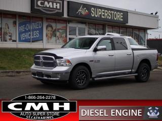 <b>DIESEL 4X4 !! NAVIGATION, REAR CAMERA, PARKING SENSORS, BLUETOOTH, BUCKETS, POWER DRIVER SEAT, HEATED SEATS, HEATED STEERING WHEEL, POWER SLIDING REAR WINDOW, POWER FOLDING MIRRORS, REMOTE START, TOWING CONTROLLER, DUAL CLIMATE CONTROLS, 20-INCH ALLOYS<br</b><br>      This  2015 Ram 1500 is for sale today. <br> <br>The reasons why this Ram 1500 stands above the well-respected competition are evident: uncompromising capability, proven commitment to safety and security, and state-of-the-art technology. From the muscular exterior to the well-trimmed interior, this truck is more than just a workhorse. Get the job done in comfort and style with this Ram 1500. This  sought after diesel Crew Cab 4X4 pickup  has 264,356 kms. Its  bright silver metallic in colour  . It has an automatic transmission and is powered by a  240HP 3.0L V6 Cylinder Engine. <br> To view the original window sticker for this vehicle view this <a href=http://www.chrysler.com/hostd/windowsticker/getWindowStickerPdf.do?vin=1C6RR7LM3FS687791 target=_blank>http://www.chrysler.com/hostd/windowsticker/getWindowStickerPdf.do?vin=1C6RR7LM3FS687791</a>. <br/><br> <br>To apply right now for financing use this link : <a href=https://www.cmhniagara.com/financing/ target=_blank>https://www.cmhniagara.com/financing/</a><br><br> <br/><br>Trade-ins are welcome! Financing available OAC ! Price INCLUDES a valid safety certificate! Price INCLUDES a 60-day limited warranty on all vehicles except classic or vintage cars. CMH is a Full Disclosure dealer with no hidden fees. We are a family-owned and operated business for over 30 years! o~o