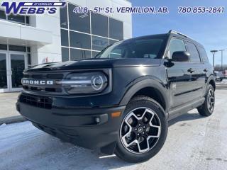 <b>Wireless Charging, 18 inch Aluminum Wheels, Class II Trailer Tow Package, Convenience Package, Fog Lamps!</b><br> <br> <br> <br>  This 2024 Ford Bronco Sport is no rip-off of its bigger brother; its an off road-capable and versatile compact SUV. <br> <br>A compact footprint, an iconic name, and modern luxury come together to make this Bronco Sport an instant classic. Whether your next adventure takes you deep into the rugged wilds, or into the rough and rumble city, this Bronco Sport is exactly what you need. With enough cargo space for all of your gear, the capability to get you anywhere, and a manageable footprint, theres nothing quite like this Ford Bronco Sport.<br> <br> This shadow black SUV  has a 8 speed automatic transmission and is powered by a  181HP 1.5L 3 Cylinder Engine.<br> <br> Our Bronco Sports trim level is Big Bend. This Bronco Big Bend steps things up with heated cloth front seats that feature power lumbar adjustment, along with SiriusXM streaming radio and exclusive aluminum wheels. Also standard include voice-activated automatic air conditioning, 8-inch SYNC 3 powered infotainment screen with Apple CarPlay and Android Auto, smart charging USB type-A and type-C ports, 4G LTE mobile hotspot internet access, proximity keyless entry with remote start, and a robust terrain management system that features the trademark Go Over All Terrain (G.O.A.T.) driving modes. Additional features include blind spot detection, rear cross traffic alert and pre-collision assist with automatic emergency braking, lane keeping assist, lane departure warning, forward collision alert, driver monitoring alert, a rear-view camera, and so much more. This vehicle has been upgraded with the following features: Wireless Charging, 18 Inch Aluminum Wheels, Class Ii Trailer Tow Package, Convenience Package, Fog Lamps. <br><br> View the original window sticker for this vehicle with this url <b><a href=http://www.windowsticker.forddirect.com/windowsticker.pdf?vin=3FMCR9B60RRE55593 target=_blank>http://www.windowsticker.forddirect.com/windowsticker.pdf?vin=3FMCR9B60RRE55593</a></b>.<br> <br>To apply right now for financing use this link : <a href=https://www.webbsford.com/financing/ target=_blank>https://www.webbsford.com/financing/</a><br><br> <br/> Total  cash rebate of $4000 is reflected in the price. Credit includes $4,000 Delivery Allowance.  7.99% financing for 84 months. <br> Buy this vehicle now for the lowest bi-weekly payment of <b>$306.94</b> with $0 down for 84 months @ 7.99% APR O.A.C. ( taxes included, $149 documentation fee   / Total cost of borrowing $13124   ).  Incentives expire 2024-05-23.  See dealer for details. <br> <br>Webbs Ford is located at 4118 - 51st Street in beautiful Vermilion, AB. <br/>We offer superior sales and service for our valued customers and are committed to serving our friends and clients with the best services possible. If you are looking to set up a test drive in one of our new Fords or looking to inquire about financing options, please call (780) 853-2841 and speak to one of our professional staff members today.   o~o