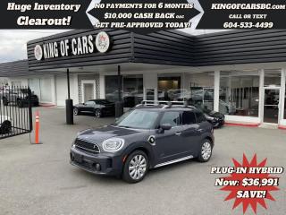 2021 MINI COOPER S COUNTRYMAN AWD -- PLUG-IN HYBRID ELECTRIC VEHICLE (PHEV)ONLY 5% TAX!!!PANORAMIC SUNROOF, BACK UP CAMERA, POWER LEATHER SEATS, HEATED SEATS, MEMOR SEATS, PARKING SENSORS, TOUCHSCREEN, BLUETOOTH, POWER TAILGATE, DUAL CLIMATE CONTROL, KEYLESS GO, PUSH BUTTON START, LED HEADLIGHTSBALANCE OF MINI FACTORY WARRANTYCALL US TODAY FOR MORE INFORMATION604 533 4499 OR TEXT US AT 604 360 0123GO TO KINGOFCARSBC.COM AND APPLY FOR A FREE-------- PRE APPROVAL -------STOCK # P214962PLUS ADMINISTRATION FEE OF $895 AND TAXESDEALER # 31301all finance options are subject to ....oac...