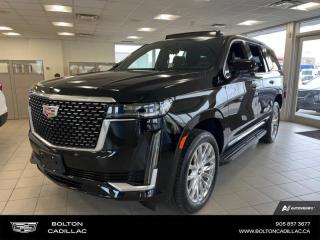 <b>Diesel Engine, Leather Seats!</b><br> <br> <br> <br>Luxury Tax is not included in the MSRP of all applicable vehicles.<br> <br>  This Cadillac Escalade makes a full-size statement, thanks to its bold front grille and chiseled bodywork. <br> <br>This Cadillac Escalade has long served as the brands flagship, its huge size and aggressive looks broadcasting its extroverted, red-blooded American take on luxury. This Escalade makes a solid case as a competitor to other large luxury SUVs, due to an abundance of advanced technology and luxurious features. Its cabin is lined with wood, leather, designer fabrics, and satin-finished metals. Indeed, nothing possesses presence and makes a statement like a Cadillac.<br> <br> This black raven  SUV  has an automatic transmission and is powered by a  277HP 3.0L Straight 6 Cylinder Engine.<br> <br> Our Escalades trim level is Premium Luxury. This luxurious Escalade offers an impressive list of premium features such as a panoramic sunroof, magnetic ride control suspension, a massive 16.9 inch touchscreen that is paired with wireless Apple CarPlay and wireless Android Auto, built-in navigation, signature IntelliBeam LED headlights, galvano-chrome exterior accents, and premium leather seats. Additional features include heads up display, heated and cooled seats, remote start, a heated power steering wheel, tri-zone automatic climate control, trailering blind spot detection, built-in Wi-Fi hotspot, a premium 19 speaker AKG audio system, augmented reality display, wireless device charging, interior ambient lighting, 360 degree parking camera with a digital rearview mirror, and automatic active brake assist plus so much more! This vehicle has been upgraded with the following features: Diesel Engine, Leather Seats. <br><br> <br>To apply right now for financing use this link : <a href=http://www.boltongm.ca/?https://CreditOnline.dealertrack.ca/Web/Default.aspx?Token=44d8010f-7908-4762-ad47-0d0b7de44fa8&Lang=en target=_blank>http://www.boltongm.ca/?https://CreditOnline.dealertrack.ca/Web/Default.aspx?Token=44d8010f-7908-4762-ad47-0d0b7de44fa8&Lang=en</a><br><br> <br/> See dealer for details. <br> <br>At Bolton Motor Products, we offer new and pre-enjoyed luxury Cadillacs in Bolton. Our sales staff will help you find that new or used car you have been searching for in the Bolton, Brampton, Nobleton, Kleinburg, Vaughan, & Maple area. o~o