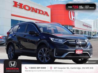 <p><strong>HONDA CERTIFIED USED VEHICLE! NO REPORTED ACCIDENTS! ONE PREVIOUS OWNER!</strong> 2021 Honda CR-V Sport featuring CVT transmission, five passenger seating, power sunroof, remote engine starter, rearview camera with dynamic guidelines, Apple CarPlay and Android Auto connectivity, Siri® Eyes Free compatibility, ECON mode, Bluetooth, AM/FM audio system with two USB inputs, steering wheel mounted controls, cruise control, air conditioning, dual climate zones, heated front seats, 12V power outlet, idle stop, power mirrors, power locks, power windows, 60/40 split fold-down rear seatback, Anchors and Tethers for Children (LATCH), The Honda Sensing Technologies - Adaptive Cruise Control, Forward Collision Warning system, Collision Mitigation Braking system, Lane Departure Warning system, Lane Keeping Assist system and Road Departure Mitigation system, remote keyless entry with trunk release, auto on/off headlights, LED brake lights, LED tail lights, electronic stability control and anti-lock braking system. Contact Cambridge Centre Honda for special discounted finance rates, as low as 8.99%, on approved credit from Honda Financial Services.</p>

<p><span style=color:#ff0000><strong>FREE $25 GAS CARD WITH TEST DRIVE!</strong></span></p>

<p>Our philosophy is simple. We believe that buying and owning a car should be easy, enjoyable and transparent. Welcome to the Cambridge Centre Honda Family! Cambridge Centre Honda proudly serves customers from Cambridge, Kitchener, Waterloo, Brantford, Hamilton, Waterford, Brant, Woodstock, Paris, Branchton, Preston, Hespeler, Galt, Puslinch, Morriston, Roseville, Plattsville, New Hamburg, Baden, Tavistock, Stratford, Wellesley, St. Clements, St. Jacobs, Elmira, Breslau, Guelph, Fergus, Elora, Rockwood, Halton Hills, Georgetown, Milton and all across Ontario!</p>