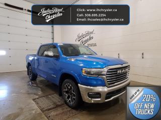 <b>Cooled Seats,  Navigation,  Apple CarPlay,  Android Auto,  Heated Steering Wheel!</b><br> <br> <br> <br>  Whether you need tough and rugged capability, or soft and comfortable luxury, this 2025 Ram delivers every time. <br> <br>The Ram 1500s unmatched luxury transcends traditional pickups without compromising its capability. Loaded with best-in-class features, its easy to see why the Ram 1500 is so popular. With the most towing and hauling capability in a Ram 1500, as well as improved efficiency and exceptional capability, this truck has the grit to take on any task.<br> <br> This blue Crew Cab 4X4 pickup   has a 8 speed automatic transmission and is powered by a  420HP 3.0L Straight 6 Cylinder Engine.<br> <br> Our 1500s trim level is Laramie. This Ram 1500 Laramie rewards you with great standard features such as ventilated and heated front seats, heated second row seats, leather upholstery, a heated leather steering wheel, a 10-speaker Alpine audio system, and a 12-inch infotainment screen powered by Uconnect 5W with inbuilt navigation, Apple CarPlay, Android Auto and 4G LTE Wi-Fi hotspot. Additional features include class IV towing equipment, a trailer wiring harness, front and rear parking sensors, blind spot detection, lane keeping assist with lane departure warning, remote start, adaptive cruise control, and even more! This vehicle has been upgraded with the following features: Cooled Seats,  Navigation,  Apple Carplay,  Android Auto,  Heated Steering Wheel,  Aluminum Wheels,  Adaptive Cruise Control. <br><br> View the original window sticker for this vehicle with this url <b><a href=http://www.chrysler.com/hostd/windowsticker/getWindowStickerPdf.do?vin=1C6SRFJPXSN513010 target=_blank>http://www.chrysler.com/hostd/windowsticker/getWindowStickerPdf.do?vin=1C6SRFJPXSN513010</a></b>.<br> <br>To apply right now for financing use this link : <a href=https://www.indianheadchrysler.com/finance/ target=_blank>https://www.indianheadchrysler.com/finance/</a><br><br> <br/> Weve discounted this vehicle $3189. See dealer for details. <br> <br>At Indian Head Chrysler Dodge Jeep Ram Ltd., we treat our customers like family. That is why we have some of the highest reviews in Saskatchewan for a car dealership!  Every used vehicle we sell comes with a limited lifetime warranty on covered components, as long as you keep up to date on all of your recommended maintenance. We even offer exclusive financing rates right at our dealership so you dont have to deal with the banks.
You can find us at 501 Johnston Ave in Indian Head, Saskatchewan-- visible from the TransCanada Highway and only 35 minutes east of Regina. Distance doesnt have to be an issue, ask us about our delivery options!

Call: 306.695.2254<br> Come by and check out our fleet of 30+ used cars and trucks and 70+ new cars and trucks for sale in Indian Head.  o~o