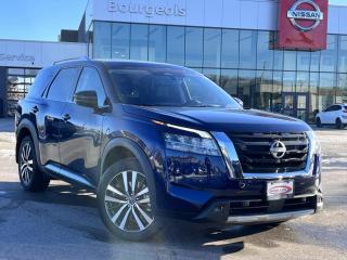 <b>Cooled Seats,  Bose Premium Audio,  HUD,  Wireless Charging,  Sunroof!</b><br> <br> <br> <br>  On the highway or the scenic route, this 2024 Nissan Pathfinder does it with style. <br> <br>With all the latest safety features, all the latest innovations for capability, and all the latest connectivity and style features you could want, this 2024 Nissan Pathfinder is ready for every adventure. Whether its the urban cityscape, or the backcountry trail, this 2024Pathfinder was designed to tackle it with grace. If you have an active family, they deserve all the comfort, style, and capability of the 2024 Nissan Pathfinder.<br> <br> This deep ocean SUV  has a 9 speed automatic transmission and is powered by a  284HP 3.5L V6 Cylinder Engine.<br> <br> Our Pathfinders trim level is Platinum. This Pathfinder Platinum trim adds top of the line comfort features such as a heads-up display, Bose Premium Audio System, wireless Apple CarPlay and Android Auto, heated and cooled quilted leather trimmed seats, and heated second row captains chairs. This family SUV is ready for the city or the trail with modern features such as NissanConnect with navigation, touchscreen, and voice command, Apple CarPlay and Android Auto, paddle shifters, Class III towing equipment with hitch sway control, automatic locking hubs, a 120V outlet, alloy wheels, automatic LED headlamps, and fog lamps. Keep your family safe and comfortable with a heated leather steering wheel, driver memory settings, a dual row sunroof, a proximity key with proximity cargo access, smart device remote start, power liftgate, collision mitigation, lane keep assist, blind spot intervention, front and rear parking sensors, and a 360-degree camera. This vehicle has been upgraded with the following features: Cooled Seats,  Bose Premium Audio,  Hud,  Wireless Charging,  Sunroof,  Navigation,  Heated Seats. <br><br> <br>To apply right now for financing use this link : <a href=https://www.bourgeoisnissan.com/finance/ target=_blank>https://www.bourgeoisnissan.com/finance/</a><br><br> <br/><br>Discount on vehicle represents the Cash Purchase discount applicable and is inclusive of all non-stackable and stackable cash purchase discounts from Nissan Canada and Bourgeois Midland Nissan and is offered in lieu of sub-vented lease or finance rates. To get details on current discounts applicable to this and other vehicles in our inventory for Lease and Finance customer, see a member of our team. </br></br>Since Bourgeois Midland Nissan opened its doors, we have been consistently striving to provide the BEST quality new and used vehicles to the Midland area. We have a passion for serving our community, and providing the best automotive services around.Customer service is our number one priority, and this commitment to quality extends to every department. That means that your experience with Bourgeois Midland Nissan will exceed your expectations  whether youre meeting with our sales team to buy a new car or truck, or youre bringing your vehicle in for a repair or checkup.Building lasting relationships is what were all about. We want every customer to feel confident with his or her purchase, and to have a stress-free experience. Our friendly team will happily give you a test drive of any of our vehicles, or answer any questions you have with NO sales pressure.We look forward to welcoming you to our dealership located at 760 Prospect Blvd in Midland, and helping you meet all of your auto needs!<br> Come by and check out our fleet of 20+ used cars and trucks and 90+ new cars and trucks for sale in Midland.  o~o