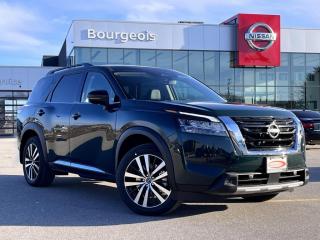 <b>Cooled Seats,  Bose Premium Audio,  HUD,  Wireless Charging,  Sunroof!</b><br> <br> <br> <br>  You can return to your rugged roots in this 2024 Nissan Pathfinder. <br> <br>With all the latest safety features, all the latest innovations for capability, and all the latest connectivity and style features you could want, this 2024 Nissan Pathfinder is ready for every adventure. Whether its the urban cityscape, or the backcountry trail, this 2024Pathfinder was designed to tackle it with grace. If you have an active family, they deserve all the comfort, style, and capability of the 2024 Nissan Pathfinder.<br> <br> This super black metallic/obsidian green pearl SUV  has a 9 speed automatic transmission and is powered by a  284HP 3.5L V6 Cylinder Engine.<br> <br> Our Pathfinders trim level is Platinum. This Pathfinder Platinum trim adds top of the line comfort features such as a heads-up display, Bose Premium Audio System, wireless Apple CarPlay and Android Auto, heated and cooled quilted leather trimmed seats, and heated second row captains chairs. This family SUV is ready for the city or the trail with modern features such as NissanConnect with navigation, touchscreen, and voice command, Apple CarPlay and Android Auto, paddle shifters, Class III towing equipment with hitch sway control, automatic locking hubs, a 120V outlet, alloy wheels, automatic LED headlamps, and fog lamps. Keep your family safe and comfortable with a heated leather steering wheel, driver memory settings, a dual row sunroof, a proximity key with proximity cargo access, smart device remote start, power liftgate, collision mitigation, lane keep assist, blind spot intervention, front and rear parking sensors, and a 360-degree camera. This vehicle has been upgraded with the following features: Cooled Seats,  Bose Premium Audio,  Hud,  Wireless Charging,  Sunroof,  Navigation,  Heated Seats. <br><br> <br>To apply right now for financing use this link : <a href=https://www.bourgeoisnissan.com/finance/ target=_blank>https://www.bourgeoisnissan.com/finance/</a><br><br> <br/><br>Discount on vehicle represents the Cash Purchase discount applicable and is inclusive of all non-stackable and stackable cash purchase discounts from Nissan Canada and Bourgeois Midland Nissan and is offered in lieu of sub-vented lease or finance rates. To get details on current discounts applicable to this and other vehicles in our inventory for Lease and Finance customer, see a member of our team. </br></br>Since Bourgeois Midland Nissan opened its doors, we have been consistently striving to provide the BEST quality new and used vehicles to the Midland area. We have a passion for serving our community, and providing the best automotive services around.Customer service is our number one priority, and this commitment to quality extends to every department. That means that your experience with Bourgeois Midland Nissan will exceed your expectations  whether youre meeting with our sales team to buy a new car or truck, or youre bringing your vehicle in for a repair or checkup.Building lasting relationships is what were all about. We want every customer to feel confident with his or her purchase, and to have a stress-free experience. Our friendly team will happily give you a test drive of any of our vehicles, or answer any questions you have with NO sales pressure.We look forward to welcoming you to our dealership located at 760 Prospect Blvd in Midland, and helping you meet all of your auto needs!<br> Come by and check out our fleet of 30+ used cars and trucks and 90+ new cars and trucks for sale in Midland.  o~o