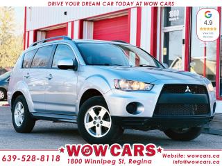 2011 Mitsubishi Outlander AWD includes: <br/> Odometer: 115,732km <br/> Price: $14,498+taxes <br/> <br/>  <br/> WOW Factors:-  <br/> -Certified and mechanical inspection  <br/> <br/>  <br/> Highlight Features:- <br/> -Heated Seats <br/> -Remote Start <br/> -Alloy Wheels <br/> -Extra Set of tires and rims <br/> -All Wheel Drive <br/> -Cruise Control <br/> -Power Windows <br/> -Power Locks and much more. <br/> <br/>  <br/> Financing Available  <br/> Welcome to WOW CARS Family! <br/> Our prior most priority is the satisfaction of the customers in each aspect. We deal with the sale/purchase of pre-owned Cars, SUVs, VANs, and Trucks. Our main values are Truth, Transparency, and Believe. <br/> <br/>  <br/> Visit WOW CARS Today at 1800 Winnipeg Street Regina, SK S4P1G2, or give us a call at (639) 528-8II8. <br/>
