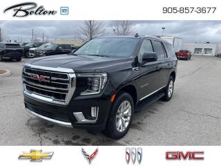 <b>Leather Seats, Diesel Engine, Luxury Package,  Max Trailering Package!</b><br> <br> <br> <br>  Whether youre carrying passengers, hauling cargo, or all of the above, this GMC Yukon is highly capable and up to the task. <br> <br>This GMC Yukon is a traditional full-size SUV thats thoroughly modern. With its truck-based body-on-frame platform, its every bit as tough and capable as a full size pickup truck. The handsome exterior and well-appointed interior are what make this SUV a desirable family hauler. This GMC Yukon sits above the competition in tech, features and aesthetics while staying capable and comfortable enough to take the whole family and a camper along for the adventure. <br> <br> This onyx black SUV  has an automatic transmission and is powered by a  277HP 3.0L Straight 6 Cylinder Engine.<br> <br> Our Yukons trim level is SLT. Stepping up to this Yukon SLT is a great choice as it comes perfectly paired with style and functionality. It comes loaded with premium features like a cooled leather seats, wireless charging, premium smooth riding suspension, an large 10.2 inch colour touchscreen featuring wireless Apple CarPlay, Android Auto and a Bose premium audio system, unique aluminum wheels, LED headlights and convenient side assist steps. This gorgeous SUV also includes a leather steering wheel, power liftgate, 12-way power front seats with lumbar support, 4G WiFi hotspot, GMC Connected Access, an HD rear view camera, remote engine start, Teen Driver Technology, front pedestrian braking, front and rear parking assist, lane keep assist with lane departure warning, tow/haul mode, trailering equipment, fog lamps and plenty of cargo room! This vehicle has been upgraded with the following features: Leather Seats, Diesel Engine, Luxury Package,  Max Trailering Package. <br><br> <br>To apply right now for financing use this link : <a href=http://www.boltongm.ca/?https://CreditOnline.dealertrack.ca/Web/Default.aspx?Token=44d8010f-7908-4762-ad47-0d0b7de44fa8&Lang=en target=_blank>http://www.boltongm.ca/?https://CreditOnline.dealertrack.ca/Web/Default.aspx?Token=44d8010f-7908-4762-ad47-0d0b7de44fa8&Lang=en</a><br><br> <br/>    4.99% financing for 84 months. <br> Buy this vehicle now for the lowest bi-weekly payment of <b>$588.48</b> with $10036 down for 84 months @ 4.99% APR O.A.C. ( Plus applicable taxes -  Plus applicable fees    / Federal Luxury Tax of $60.00 included.).  Incentives expire 2024-04-30.  See dealer for details. <br> <br>At Bolton Motor Products, we offer new Chevrolet, Cadillac, Buick, GMC cars and trucks in Bolton, along with used cars, trucks and SUVs by top manufacturers. Our sales staff will help you find that new or used car you have been searching for in the Bolton, Brampton, Nobleton, Kleinburg, Vaughan, & Maple area. o~o