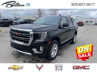 <b>Leather Seats, Diesel Engine, Luxury Package,  Max Trailering Package!</b><br> <br> <br> <br>  Truly an all-purpose vehicle, this GMC Yukon carries a ton of passengers and cargo with ease, and looks good doing it. <br> <br>This GMC Yukon is a traditional full-size SUV thats thoroughly modern. With its truck-based body-on-frame platform, its every bit as tough and capable as a full size pickup truck. The handsome exterior and well-appointed interior are what make this SUV a desirable family hauler. This GMC Yukon sits above the competition in tech, features and aesthetics while staying capable and comfortable enough to take the whole family and a camper along for the adventure. <br> <br> This onyx black SUV  has an automatic transmission and is powered by a  277HP 3.0L Straight 6 Cylinder Engine.<br> <br> Our Yukons trim level is SLT. Stepping up to this Yukon SLT is a great choice as it comes perfectly paired with style and functionality. It comes loaded with premium features like a cooled leather seats, wireless charging, premium smooth riding suspension, an large 10.2 inch colour touchscreen featuring wireless Apple CarPlay, Android Auto and a Bose premium audio system, unique aluminum wheels, LED headlights and convenient side assist steps. This gorgeous SUV also includes a leather steering wheel, power liftgate, 12-way power front seats with lumbar support, 4G WiFi hotspot, GMC Connected Access, an HD rear view camera, remote engine start, Teen Driver Technology, front pedestrian braking, front and rear parking assist, lane keep assist with lane departure warning, tow/haul mode, trailering equipment, fog lamps and plenty of cargo room! This vehicle has been upgraded with the following features: Leather Seats, Diesel Engine, Luxury Package,  Max Trailering Package. <br><br> <br>To apply right now for financing use this link : <a href=http://www.boltongm.ca/?https://CreditOnline.dealertrack.ca/Web/Default.aspx?Token=44d8010f-7908-4762-ad47-0d0b7de44fa8&Lang=en target=_blank>http://www.boltongm.ca/?https://CreditOnline.dealertrack.ca/Web/Default.aspx?Token=44d8010f-7908-4762-ad47-0d0b7de44fa8&Lang=en</a><br><br> <br/> Weve discounted this vehicle $2311.    4.99% financing for 84 months. <br> Buy this vehicle now for the lowest bi-weekly payment of <b>$574.60</b> with $9799 down for 84 months @ 4.99% APR O.A.C. ( Plus applicable taxes -  Plus applicable fees   ).  Incentives expire 2024-07-02.  See dealer for details. <br> <br>At Bolton Motor Products, we offer new Chevrolet, Cadillac, Buick, GMC cars and trucks in Bolton, along with used cars, trucks and SUVs by top manufacturers. Our sales staff will help you find that new or used car you have been searching for in the Bolton, Brampton, Nobleton, Kleinburg, Vaughan, & Maple area. o~o