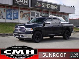 <b>ECODIESEL 4X4 !! NAVIGATION, REAR CAMERA, BLUETOOTH, POWER DRIVER SEAT, HEATED SEATS, HEATED STEERING WHEEL, DUAL CLIMATE CONTROL, TRAILER BRAKE CONTROLLER, REMOTE START, SUNROOF, POWER SLIDING REAR WINDOW, STEERING WHEEL AUDIO CONTROLS, 20-IN ALLOYS</b><br>      This  2015 Ram 1500 is for sale today. <br> <br>The reasons why this Ram 1500 stands above the well-respected competition are evident: uncompromising capability, proven commitment to safety and security, and state-of-the-art technology. From the muscular exterior to the well-trimmed interior, this truck is more than just a workhorse. Get the job done in comfort and style with this Ram 1500. This  sought after diesel Crew Cab 4X4 pickup  has 184,108 kms. Its  black in colour  . It has an automatic transmission and is powered by a  240HP 3.0L V6 Cylinder Engine. <br> To view the original window sticker for this vehicle view this <a href=http://www.chrysler.com/hostd/windowsticker/getWindowStickerPdf.do?vin=1C6RR7LM0FS606780 target=_blank>http://www.chrysler.com/hostd/windowsticker/getWindowStickerPdf.do?vin=1C6RR7LM0FS606780</a>. <br/><br> <br>To apply right now for financing use this link : <a href=https://www.cmhniagara.com/financing/ target=_blank>https://www.cmhniagara.com/financing/</a><br><br> <br/><br>Trade-ins are welcome! Financing available OAC ! Price INCLUDES a valid safety certificate! Price INCLUDES a 60-day limited warranty on all vehicles except classic or vintage cars. CMH is a Full Disclosure dealer with no hidden fees. We are a family-owned and operated business for over 30 years! o~o
