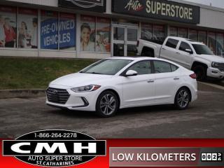 <b>ONLY 44,000 KMS !! NAVIGATION, REAR CAMERA, PARKING SENSORS, BLIND SPOT MONITORING, CROSS TRAFFIC ALERT, APPLE CARPLAY, ANDROID AUTO, SUNROOF, LEATHER, POWER DRIVER SEAT W/ MEMORY, HEATED SEATS, HEATED STEERING WHEEL, DUAL CLIMATE CONTROL, 17-IN ALLOY WHE</b><br>      This  2017 Hyundai Elantra is for sale today. <br> <br>The all-new 2017 Elantra is a groundbreaking vehicle, designed to bring new levels of sophistication to compact car customers. Hyundais engineers set out to achieve a new standard for rigidity with a structure heavily composed of our Advanced High Strength Steel also known as the SUPERSTRUCTURE, which delivers a new level of ride comfort with smooth and precise handling and enhanced safety.This low mileage  sedan has just 44,078 kms. Its  white in colour  . It has an automatic transmission and is powered by a  147HP 2.0L 4 Cylinder Engine. <br> <br> Our Elantras trim level is Limited. Elantra Limited serves everything that you deserve: looks, comfort, convenience and state-of-the-art technology. It includes all the features from the GLS plus it has a chrome grille, chrome door handles, chrome window belt molding, LED brake lights, drivers integrated memory system, 8-way power drivers seat, deluxe sliding front center armrest, leather seating surfaces, an auto-dimming inside rearview mirror with HomeLink, a 4.2-in color instrument panel display, an 8-in touchscreen navigation system, Infinity audio system with 8 speakers and external amplifier, and rear parking assistance sensors.<br> <br>To apply right now for financing use this link : <a href=https://www.cmhniagara.com/financing/ target=_blank>https://www.cmhniagara.com/financing/</a><br><br> <br/><br>Trade-ins are welcome! Financing available OAC ! Price INCLUDES a valid safety certificate! Price INCLUDES a 60-day limited warranty on all vehicles except classic or vintage cars. CMH is a Full Disclosure dealer with no hidden fees. We are a family-owned and operated business for over 30 years! o~o