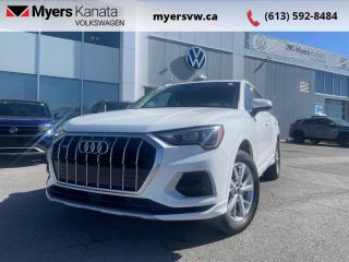 <b>Blind Spot Detection,  Lane Departure Warning,  Park Assist,  Sunroof,  Leather Seats!</b><br> <br>  Compare at $34996 - Our Price is just $33999! <br> <br>   This confident 2021 Audi Q3 stands out with a striking design, amazing technology, and a spacious interior. This  2021 Audi Q3 is for sale today in Kanata. <br> <br>With plenty of style and Audis sporty design language, this aggressive 2021 Q3 is packed full of modern technology and luxurious features. The capability and utility in this compact crossover is second to none, with tons of extra space for all of your passengers. With an improved driving position the Q3s cabin is more luxurious, featuring ambient interior lighting, a fully digital gauge cluster, and contrasting microsuede on the dashboard and doors.This  SUV has 50,925 kms. Its  ibis white in colour  . It has an automatic transmission and is powered by a  2.0L engine.  It may have some remaining factory warranty, please check with dealer for details. <br> <br> Our Q3s trim level is Progressiv 45 TFSI quattro. This capable crossover is full of style with twin spoke alloy wheels, 2 row sunroof, rain sensing wipers, chrome grille, and LED lighting with front and rear fog lamps. That style continues to the interior with amazing infotainment from a 10 speaker Audi sound system, 8.8 inch touchscreen, voice activation, and audio streaming. A touch of luxury is added with heated leather seats, power liftgate, proximity key, front and rear parking sensors, blind spot monitoring, and lane departure warning. This vehicle has been upgraded with the following features: Blind Spot Detection,  Lane Departure Warning,  Park Assist,  Sunroof,  Leather Seats,  Heated Seats,  Power Liftgate. <br> <br>To apply right now for financing use this link : <a href=https://www.myersvw.ca/en/form/new/financing-request-step-1/44 target=_blank>https://www.myersvw.ca/en/form/new/financing-request-step-1/44</a><br><br> <br/><br>Backed by Myers Exclusive NO Charge Engine/Transmission for life program lends itself for your peace of mind and you can buy with confidence. Call one of our experienced Sales Representatives today and book your very own test drive! Why buy from us? Move with the Myers Automotive Group since 1942! We take all trade-ins - Appraisers on site - Full safety inspection including e-testing and professional detailing prior delivery! Every vehicle comes with a free Car Proof History report.<br><br>*LIFETIME ENGINE TRANSMISSION WARRANTY NOT AVAILABLE ON VEHICLES MARKED AS-IS, VEHICLES WITH KMS EXCEEDING 140,000KM, VEHICLES 8 YEARS & OLDER, OR HIGHLINE BRAND VEHICLES (eg.BMW, INFINITI, CADILLAC, LEXUS...). FINANCING OPTIONS NOT AVAILABLE ON VEHICLES MARKED AS-IS OR AS-TRADED.<br> Come by and check out our fleet of 40+ used cars and trucks and 100+ new cars and trucks for sale in Kanata.  o~o