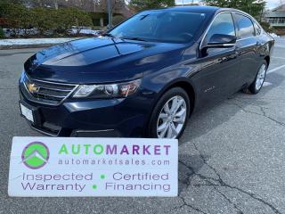 IMMACULATE CONDITION IMPALA LT WITH ALL POWER OPTIONS INCL CARPLAY. LOCAL, NO ACCIDENTS, GREAT SERVICE HISTORY, FINANCING, WARRANTY, INSPECTED WITH BCAA MEMBERSHIP!<br /><br />Welcome to the Automarket, your community Financing Dealership of "YES": We are featuring an extremely clean and beautiful Impala LT. This car is loaded with all power options, Power Seats, Heated Seats, Back Up Sensors, Apple/Android Carplay, Alloy Wheels and so much more. <br /><br />This is a Local Car with NO Acccident Claims, Great Service History and the conditon of the car speaks to how well it was cared for both inside and out.<br /><br />Having been fully inspected, we know tha the Tires are 40-60% New and the Brakes are 60% Front and 90% new in the rear. The oil has been changed and we have fully detailed the vehicle for your safety andf enjoyment.<br /><br />2 LOCATIONS TO SERVE YOU, BE SURE TO CALL FIRST TO CONFIRM WHERE THE VEHICLE IS PARKED<br />WHITE ROCK 604-542-4970 LANGLEY 604-533-1310 OWNER'S CELL 604-649-0565<br /><br />We are a family owned and operated business since 1983 and we are committed to offering outstanding vehicles backed by exceptional customer service, now and in the future.<br />What ever your specific needs may be, we will custom tailor your purchase exactly how you want or need it to be. All you have to do is give us a call and we will happily walk you through all the steps with no stress and no pressure.<br />WE ARE THE HOUSE OF YES?<br />ADDITIONAL BENFITS WHEN BUYING FROM SK AUTOMARKET:<br />ON SITE FINANCING THROUGH OUR 17 AFFILIATED BANKS AND VEHICLE FINANCE COMPANIES<br />IN HOUSE LEASE TO OWN PROGRAM.<br />EVRY VEHICLE HAS UNDERGONE A 120 POINT COMPREHENSIVE INSPECTION<br />EVERY PURCHASE INCLUDES A FREE POWERTRAIN WARRANTY<br />EVERY VEHICLE INCLUDES A COMPLIMENTARY BCAA MEMBERSHIP FOR YOUR SECURITY<br />EVERY VEHICLE INCLUDES A CARFAX AND ICBC DAMAGE REPORT<br />EVERY VEHICLE IS GUARANTEED LIEN FREE<br />DISCOUNTED RATES ON PARTS AND SERVICE FOR YOUR NEW CAR AND ANY OTHER FAMILY CARS THAT NEED WORK NOW AND IN THE FUTURE.<br />36 YEARS IN THE VEHICLE SALES INDUSTRY<br />A+++ MEMBER OF THE BETTER BUSINESS BUREAU<br />RATED TOP DEALER BY CARGURUS 2 YEARS IN A ROW<br />MEMBER IN GOOD STANDING WITH THE VEHICLE SALES AUTHORITY OF BRITISH COLUMBIA<br />MEMBER OF THE AUTOMOTIVE RETAILERS ASSOCIATION<br />COMMITTED CONTRIBUTER TO OUR LOCAL COMMUNITY AND THE RESIDENTS OF BC This vehicle has been Fully Inspected, Certified and Qualifies for Our Free Extended Warranty.Don't forget to ask about our Great Finance and Lease Rates. We also have a Options for Buy Here Pay Here and Lease to Own for Good Customers in Bad Situations. 2 locations to help you, White Rock and Langley. Be sure to call before you come to confirm the vehicles location and availability or look us up at www.automarketsales.com. White Rock 604-542-4970 and Langley 604-533-1310. Serving Surrey, Delta, Langley, Richmond, Vancouver, all of BC and western Canada. Financing & leasing available. CALL SK AUTOMARKET LTD. 6045424970. Call us toll-free at 1 877 813-6807. $495 Documentation fee and applicable taxes are in addition to advertised prices.<br />LANGLEY LOCATION DEALER# 40038<br />S. SURREY LOCATION DEALER #9987<br />