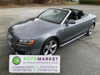 EXTREMELY CLEAN BEAUTIFUL AND VERY WELL LOVED. LOADED PREMIUM PLUS QUATTRO AWD, GREAT FINANCING, FREE WARRANTY, FULLY INSPECTED W/BCAA MEMBERSHIP!<br /><br />Welcome to the Automarket, your community dealership of "YES". We are featuring a very stunning A5 Premium Plus Quattro AWD. This car is loaded with Heated LEather and all of the Power Features your love.<br /><br />HAving been fully inspected, we know that the Brakes are 90% New in the Front and 90% New in the Rear. The brakes are 50% new both in the front and the rear. We have also changed the oil and completely detailed the vehicle <br /><br />2 LOCATIONS TO SERVE YOU, BE SURE TO CALL FIRST TO CONFIRM WHERE THE VEHICLE IS PARKED<br />WHITE ROCK 604-542-4970 LANGLEY 604-533-1310 OWNER'S CELL 604-649-0565<br /><br />We are a family owned and operated business since 1983 and we are committed to offering outstanding vehicles backed by exceptional customer service, now and in the future.<br />What ever your specific needs may be, we will custom tailor your purchase exactly how you want or need it to be. All you have to do is give us a call and we will happily walk you through all the steps with no stress and no pressure.<br />WE ARE THE HOUSE OF YES?<br />ADDITIONAL BENFITS WHEN BUYING FROM SK AUTOMARKET:<br />ON SITE FINANCING THROUGH OUR 17 AFFILIATED BANKS AND VEHICLE FINANCE COMPANIES<br />IN HOUSE LEASE TO OWN PROGRAM.<br />EVRY VEHICLE HAS UNDERGONE A 120 POINT COMPREHENSIVE INSPECTION<br />EVERY PURCHASE INCLUDES A FREE POWERTRAIN WARRANTY<br />EVERY VEHICLE INCLUDES A COMPLIMENTARY BCAA MEMBERSHIP FOR YOUR SECURITY<br />EVERY VEHICLE INCLUDES A CARFAX AND ICBC DAMAGE REPORT<br />EVERY VEHICLE IS GUARANTEED LIEN FREE<br />DISCOUNTED RATES ON PARTS AND SERVICE FOR YOUR NEW CAR AND ANY OTHER FAMILY CARS THAT NEED WORK NOW AND IN THE FUTURE.<br />36 YEARS IN THE VEHICLE SALES INDUSTRY<br />A+++ MEMBER OF THE BETTER BUSINESS BUREAU<br />RATED TOP DEALER BY CARGURUS 2 YEARS IN A ROW<br />MEMBER IN GOOD STANDING WITH THE VEHICLE SALES AUTHORITY OF BRITISH COLUMBIA<br />MEMBER OF THE AUTOMOTIVE RETAILERS ASSOCIATION<br />COMMITTED CONTRIBUTER TO OUR LOCAL COMMUNITY AND THE RESIDENTS OF BC This vehicle has been Fully Inspected, Certified and Qualifies for Our Free Extended Warranty.Don't forget to ask about our Great Finance and Lease Rates. We also have a Options for Buy Here Pay Here and Lease to Own for Good Customers in Bad Situations. 2 locations to help you, White Rock and Langley. Be sure to call before you come to confirm the vehicles location and availability or look us up at www.automarketsales.com. White Rock 604-542-4970 and Langley 604-533-1310. Serving Surrey, Delta, Langley, Richmond, Vancouver, all of BC and western Canada. Financing & leasing available. CALL SK AUTOMARKET LTD. 6045424970. Call us toll-free at 1 877 813-6807. $495 Documentation fee and applicable taxes are in addition to advertised prices.<br />LANGLEY LOCATION DEALER# 40038<br />S. SURREY LOCATION DEALER #9987<br />