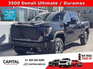 Accessories include: Gatorback mud flaps, and Suntek paint protection film.This GMC Sierra 3500HD boasts a Turbocharged Diesel V8 6.6L/ engine powering this Automatic transmission. ENGINE, DURAMAX 6.6L TURBO-DIESEL V8, B20-DIESEL COMPATIBLE (470 hp [350.5 kW] @ 2800 rpm, 975 lb-ft of torque [1322 Nm] @ 1600 rpm) (STD), Wireless Phone Projection for Apple CarPlay and Android Auto, Wireless charging.*This GMC Sierra 3500HD Comes Equipped with These Options *Wipers, front rain-sensing, Winter Grille Cover, Windows, power rear, express down, Window, power, rear sliding with rear defogger, Window, power front, passenger express up/down, Window, power front, drivers express up/down, Wi-Fi Hotspot capable (Terms and limitations apply. See onstar.ca or dealer for details.), Wheels, 20 (50.8 cm) Ultra-bright machined aluminum wheels with gloss black inserts with Black painted pockets (Requires single rear wheels.), Wheelhouse liners, rear (Not available with dual rear wheel models.), USB Ports, 2, Charge/Data ports located inside centre console.*Stop By Today *Treat yourself- stop by Capital Chevrolet Buick GMC Inc. located at 13103 Lake Fraser Drive SE, Calgary, AB T2J 3H5 to make this car yours today!