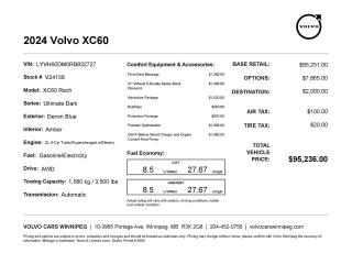 New 2024 Volvo XC60 Recharge Ultimate Dark Theme (Plug-In Hybrid) for sale in Winnipeg, MB