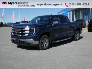 <b>Low Mileage, Apple CarPlay,  Android Auto,  Cruise Control,  Rear View Camera,  Touch Screen!</b><br> <br>  Hot Deal! Weve marked this unit down $1000 from its regular price of $58888.    This  2023 GMC Sierra 1500 is for sale today in Kanata. <br> <br>This redesigned GMC Sierra 1500 stands out against all other pickup trucks, with sharper, more powerful proportions that creates a commanding stance on and off the road. Next level comfort and technology is paired with its outstanding performance and capability. Inside, the Sierra 1500 supports you through rough terrain with expertly designed seats and a pro grade suspension. Inside, youll find an athletic and purposeful interior, designed for your active lifestyle. Get ready to live like a pro in this amazing GMC Sierra 1500! This low mileage  Crew Cab 4X4 pickup  has just 17,750 kms. Its  blue in colour  . It has an automatic transmission and is powered by a  355HP 5.3L 8 Cylinder Engine. <br> <br> Our Sierra 1500s trim level is SLE. Stepping up to this GMC Sierra 1500 SLE is a great choice as it comes loaded with some excellent features such as a massive 13.4 inch touchscreen display with wireless Apple CarPlay and Android Auto, wireless streaming audio, SiriusXM, 4G LTE hotspot, cruise control and LED headlights. Additionally, this pickup truck also comes with a rear vision camera, forward collision warning and lane keep assist, air conditioning, teen driver technology plus so much more! This vehicle has been upgraded with the following features: Apple Carplay,  Android Auto,  Cruise Control,  Rear View Camera,  Touch Screen,  Streaming Audio,  Teen Driver. <br> <br>To apply right now for financing use this link : <a href=https://www.myerskanatagm.ca/finance/ target=_blank>https://www.myerskanatagm.ca/finance/</a><br><br> <br/><br>Price is plus HST and licence only.<br>Book a test drive today at myerskanatagm.ca<br>*LIFETIME ENGINE TRANSMISSION WARRANTY NOT AVAILABLE ON VEHICLES WITH KMS EXCEEDING 140,000KM, VEHICLES 8 YEARS & OLDER, OR HIGHLINE BRAND VEHICLE(eg. BMW, INFINITI. CADILLAC, LEXUS...)<br> Come by and check out our fleet of 40+ used cars and trucks and 140+ new cars and trucks for sale in Kanata.  o~o