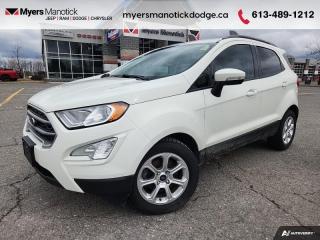 <b>Low Mileage, Sunroof,  Heated Seats,  Proximity Key,  Apple CarPlay,  Android Auto!</b><br> <br>  Compare at $20590 - Our Price is just $19990! <br> <br>   Wherever youre headed, the EcoSport provides you with a stylish interior and intelligent technology designed to help keep you connected. This  2019 Ford EcoSport is for sale today in Manotick. <br> <br>Offering an excellent driving position and one of the roomiest rear seats in its class, this Ford EcoSport is the perfect compact SUV for all ages. Its ready for whatever road trip you have in store, with enough cargo space to easily fit large suitcases with ease. Thanks to its compact size, this EcoSport is incredibly easy to drive with excellent visibility and maneuverability on the tightest of city streets. Wherever youre headed, the Ford EcoSport is sure to impress.This low mileage  SUV has just 33,983 kms. Its  white in colour  . It has an automatic transmission and is powered by a  123HP 1.0L 3 Cylinder Engine. <br> <br> Our EcoSports trim level is SE. Upgrade to this EcoSport SE and you will get unique aluminum wheels, a power sunroof, a 6 speaker audio system featuring SYNC 3 with a larger touchscreen, streaming audio, Apple CarPlay and Android Auto. You will also get a power driver seat, a leather steering wheel, SiriusXM radio, a proximity key with push button start and premium heated cloth seats. Additional features include automatic climate control, cruise control, a 60/40 split rear seats, electronic stability control and a rear view camera with rear parking sensors. This vehicle has been upgraded with the following features: Sunroof,  Heated Seats,  Proximity Key,  Apple Carplay,  Android Auto,  Sync,  Aluminum Wheels. <br> To view the original window sticker for this vehicle view this <a href=http://www.windowsticker.forddirect.com/windowsticker.pdf?vin=MAJ3S2GEXKC282269 target=_blank>http://www.windowsticker.forddirect.com/windowsticker.pdf?vin=MAJ3S2GEXKC282269</a>. <br/><br> <br>To apply right now for financing use this link : <a href=https://CreditOnline.dealertrack.ca/Web/Default.aspx?Token=3206df1a-492e-4453-9f18-918b5245c510&Lang=en target=_blank>https://CreditOnline.dealertrack.ca/Web/Default.aspx?Token=3206df1a-492e-4453-9f18-918b5245c510&Lang=en</a><br><br> <br/><br> Buy this vehicle now for the lowest weekly payment of <b>$76.39</b> with $0 down for 84 months @ 9.99% APR O.A.C. ( Plus applicable taxes -  and licensing fees   ).  See dealer for details. <br> <br>If youre looking for a Dodge, Ram, Jeep, and Chrysler dealership in Ottawa that always goes above and beyond for you, visit Myers Manotick Dodge today! Were more than just great cars. We provide the kind of world-class Dodge service experience near Kanata that will make you a Myers customer for life. And with fabulous perks like extended service hours, our 30-day tire price guarantee, the Myers No Charge Engine/Transmission for Life program, and complimentary shuttle service, its no wonder were a top choice for drivers everywhere. Get more with Myers! <br>*LIFETIME ENGINE TRANSMISSION WARRANTY NOT AVAILABLE ON VEHICLES WITH KMS EXCEEDING 140,000KM, VEHICLES 8 YEARS & OLDER, OR HIGHLINE BRAND VEHICLE(eg. BMW, INFINITI. CADILLAC, LEXUS...)<br> Come by and check out our fleet of 40+ used cars and trucks and 100+ new cars and trucks for sale in Manotick.  o~o