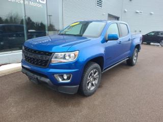 New Price!New Front Brakes, Fresh MVI, Wheel Alignment, New Wiper blades and Serviced with MultiPoint Inspection!Blue 2020 Chevrolet Colorado Z71 4WD 8-Speed Automatic V6Value Market Pricing, No Accidents, 4WD, 4-Way Power Front Passenger Seat Adjuster, 4-Wheel Disc Brakes, 6 Speakers, 6-Speaker Audio System Feature, ABS brakes, Air Conditioning, Apple CarPlay/Android Auto, Auto-dimming Rear-View mirror, Automatic temperature control, Cloth/Leatherette Seat Trim, Compass, Delay-off headlights, Driver 6-Way Power Seat Adjuster, Driver door bin, Driver vanity mirror, Dual front impact airbags, Exterior Parking Camera Rear, Front fog lights, Front reading lights, Fully automatic headlights, HD Radio, Heated door mirrors, Heated Driver & Front Passenger Seats, Heated steering wheel, Hitch Guidance, Illuminated entry, Low tire pressure warning, Occupant sensing airbag, Outside temperature display, Overhead airbag, Overhead console, Passenger door bin, Passenger vanity mirror, Power door mirrors, Power Driver Lumbar Control Seat Adjuster, Power driver seat, Power Passenger Lumbar Control Seat Adjuster, Power passenger seat, Power steering, Power windows, Premium audio system: Chevrolet Infotainment 3, Rear reading lights, Rear step bumper, Rear window defroster, Remote keyless entry, Security system, Speed control, Steering wheel mounted audio controls, Tachometer, Telescoping steering wheel, Tilt steering wheel, Tow/Haul Mode, Trip computer, Ultrasonic Rear Park Assist, Variably intermittent wipers, Wheels: 17 x 8 Dark Argent Metallic Aluminum.Certification Program Details: 85 Point Inspection Fresh Oil Change Brake Inspection Tire Inspection Fresh 1 Year MVI Full Detail Free Carfax Report Full Tank of Gas Certified TechniciansFair Market Pricing * No Pressure Sales Environment * Access to over 2000 used vehicles * Free Carfax with every car * Our highly skilled and experienced team will ensure that your vehicle is in excellent condition and looking fantastic!!Steele Auto Group is the most diversified group of automobile dealerships in Atlantic Canada, with 34 dealerships selling 27 brands and an employee base of over 1000. Sales are up by double digits over last year and the plan going forward is to expand further into Atlantic Canada.