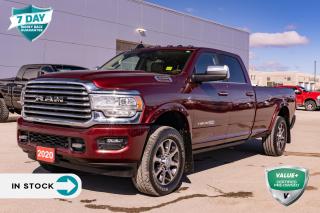 <p><strong>Introducing the 2020 RAM 3500 Longhorn Crew Cab 4X4: Where Luxury Meets Power</strong></p>

<p><strong>Experience Unrivaled Luxury and Capability:</strong> Elevate your driving experience with the 2020 RAM 3500 Longhorn Crew Cab 4X4, a masterpiece of craftsmanship and performance. Designed to exceed expectations, this truck seamlessly blends luxurious comfort with uncompromising capability, making every journey an adventure.</p>

<p><strong>Powerful Performance:</strong> Unleash the power of the 6.7L Cummins I-6 HO turbocharged diesel engine paired with a robust 6-speed AISIN heavy-duty automatic transmission. Whether you're towing heavy loads or navigating challenging terrain, the RAM 3500 Longhorn delivers the performance you need with confidence and ease.</p>

<p><strong>Luxurious Interior:</strong> Step into luxury with the Mountain Brown/Light Mountain Brown interior featuring premium leather vented front bucket seats. Front heated and ventilated seats, a heated steering wheel, and second-row heated seats ensure everyone stays comfortable, no matter the weather. With dual-zone automatic temperature control and a 7-inch customizable in-cluster display, every aspect of the interior is designed with your comfort and convenience in mind.</p>

<p><strong>Advanced Technology and Safety:</strong> Stay connected and informed on the road with the Uconnect 4C NAV system featuring an 8.4-inch display, SiriusXM Travel Link, and SiriusXM Traffic subscriptions. The optional Safety Group adds Lane Departure Warning, Forward Collision Warning with Active Braking, Adaptive Cruise Control, and Blind-Spot and Cross-Path Detection for added peace of mind.</p>

<p><strong>Unmatched Capability:</strong> Equipped with advanced features like Electronic Stability Control, Trailer Sway Control, and a Class V hitch receiver, the RAM 3500 Longhorn is ready to tackle any job with confidence. The optional Towing Technology Group and Heavy-Duty Snowplow Prep Group further enhance capability, while the 5th Wheel & Gooseneck Towing Prep Group provides versatility for all your towing needs.</p>

<p> Experience the ultimate combination of luxury and capability with the 2020 RAM 3500 Longhorn Crew Cab 4X4. Whether you're conquering tough terrain or enjoying a night out on the town, this truck sets the standard for excellence in both performance and comfort. Visit our dealership today and discover the unmatched refinement and power of the RAM 3500 Longhorn firsthand.</p>

<p> </p>

<p> </p>

<p> </p>

<p> </p>

<p> </p>

<form> </form>
<p> </p>

<h4>VALUE+ CERTIFIED PRE-OWNED VEHICLE</h4>

<p>36-point Provincial Safety Inspection<br />
172-point inspection combined mechanical, aesthetic, functional inspection including a vehicle report card<br />
Warranty: 30 Days or 1500 KMS on mechanical safety-related items and extended plans are available<br />
Complimentary CARFAX Vehicle History Report<br />
2X Provincial safety standard for tire tread depth<br />
2X Provincial safety standard for brake pad thickness<br />
7 Day Money Back Guarantee*<br />
Market Value Report provided<br />
Complimentary 3 months SIRIUS XM satellite radio subscription on equipped vehicles<br />
Complimentary wash and vacuum<br />
Vehicle scanned for open recall notifications from manufacturer</p>

<p>SPECIAL NOTE: This vehicle is reserved for AutoIQs retail customers only. Please, No dealer calls. Errors & omissions excepted.</p>

<p>*As-traded, specialty or high-performance vehicles are excluded from the 7-Day Money Back Guarantee Program (including, but not limited to Ford Shelby, Ford mustang GT, Ford Raptor, Chevrolet Corvette, Camaro 2SS, Camaro ZL1, V-Series Cadillac, Dodge/Jeep SRT, Hyundai N Line, all electric models)</p>

<p>INSGMT</p>