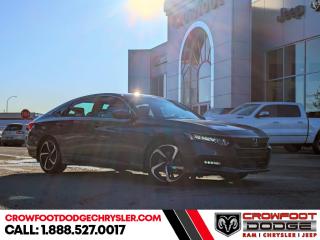 <b>Sunroof,  Heated Seats,  Lane Keep Assist,  Brake Assist,  Blind Spot Assist!</b><br> <br> Welcome to Crowfoot Dodge, Calgarys New and Pre-owned Superstore proudly serving Albertans for 44 years!<br> <br> Compare at $36995 - Our Price is just $34995! <br> <br>   The 2019 Honda Accord is a bold, dynamic car for the game changing trend setter in all of us. This  2019 Honda Accord Sedan is fresh on our lot in Calgary. <br> <br>The 2019 Honda Accord is a drive for the driven. Meant to inspire and reach beyond simple success, the 2019 Honda Accord is stylish, dynamic, and loaded with all the tech you need to go beyond your best. Whether its a weekend getaway or getting the early worm at the office, the 2019 Honda Accord is ready for you. This  coupe has 80,405 kms. Stock number J23042A is grey in colour  . It has an automatic transmission and is powered by a  smooth engine.  It may have some remaining factory warranty, please check with dealer for details. <br> <br> Our Accord Sedans trim level is Sport 2.0. This Sport trim has paddle shifters, an upgraded motor, aluminum wheels, full LED lighting with automatic on/off, automatic high beams, fog lights, adaptive cruise control, brake assistance, lane keep assistance, blind spot monitoring, and traffic sign recognition. You also get HondaLink touchscreen display infotainment complete with Hands Free Link bluetooth, rear view camera, Apple CarPlay, Android Auto, and steering wheel audio controls. The interior luxury continues with heated front seats with leather trim, a leather steering wheel, a moonroof, and remote keyless entry and starting. This vehicle has been upgraded with the following features: Sunroof,  Heated Seats,  Lane Keep Assist,  Brake Assist,  Blind Spot Assist,  Adaptive Cruise Control,  Apple Carplay. <br> <br/><br> Buy this vehicle now for the lowest bi-weekly payment of <b>$251.33</b> with $0 down for 84 months @ 7.99% APR O.A.C. ( Plus GST      / Total Obligation of $45741  ).  See dealer for details. <br> <br>At Crowfoot Dodge, we offer:<br>
<ul>
<li>Over 500 New vehicles available and 100 Pre-Owned vehicles in stock...PLUS fresh trades arriving daily!</li>
<li>Financing and leasing arrangements with rates from prime +0%</li>
<li>Same day delivery.</li>
<li>Experienced sales staff with great customer service.</li>
</ul><br><br>
Come VISIT us today!<br><br> Come by and check out our fleet of 80+ used cars and trucks and 170+ new cars and trucks for sale in Calgary.  o~o