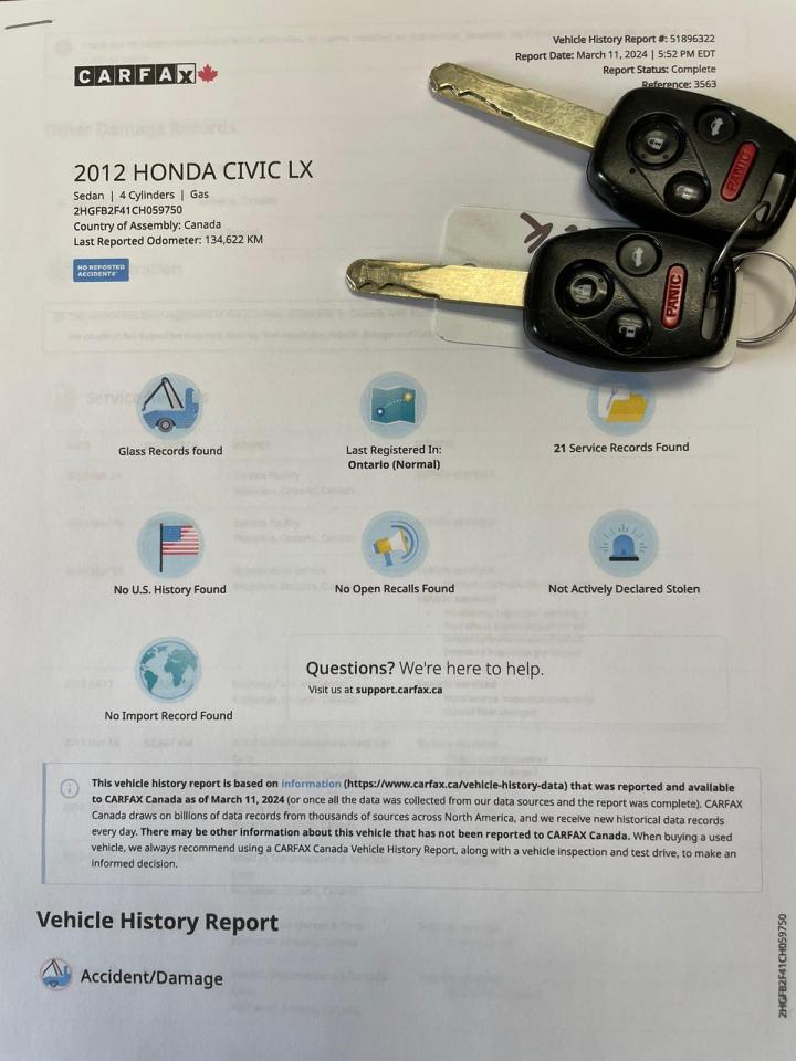 2012 Honda Civic 4dr Auto LX NO ACCIDENT SAFETY CERTIFED BLUETOOTH - Photo #12