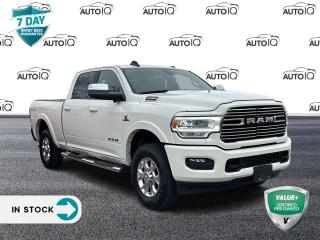 <p><strong>2022 Ram 2500 Laramie</strong></p>

<p>4D Crew Cab, 6.7L Cummins I6 Turbodiesel, 6-Speed Automatic, 4WD</p>

<ul>
 <li>10 Speakers</li>
 <br />
 <li>115-Volt Auxiliary Power Outlet - Rear</li>
 <br />
 <li>18 x 8 Polished Aluminum Wheels</li>
 <br />
 <li>2-Way Rear Headrests</li>
 <br />
 <li>3.73 Rear Axle Ratio</li>
 <br />
 <li>4-Way Adjustable Front Headrests</li>
 <br />
 <li>4-Wheel Disc Brakes</li>
 <br />
 <li>8.4 Touchscreen</li>
 <br />
 <li>ABS brakes</li>
 <br />
 <li>Active Noise Control System</li>
 <br />
 <li>Adjustable pedals</li>
 <br />
 <li>Air Conditioning</li>
 <br />
 <li>Alloy wheels</li>
 <br />
 <li>AM/FM radio: SiriusXM</li>
 <br />
 <li>Apple CarPlay Capable</li>
 <br />
 <li>Apple CarPlay/Android Auto</li>
 <br />
 <li>Auto-dimming Rear-View mirror</li>
 <br />
 <li>Automatic temperature control</li>
 <br />
 <li>Block heater</li>
 <br />
 <li>Brake assist</li>
 <br />
 <li>Bright Exterior Mirrors</li>
 <br />
 <li>Bumpers: chrome</li>
 <br />
 <li>Com</li>
</ul>

SPECIAL NOTE: This vehicle is reserved for AutoIQs Retail Customers Only. Please, No Dealer Calls 
<br/><br/>
Dont Delay! With over 140 Sales Professionals Promoting this Pre-Owned Vehicle through 11 Dealerships Representing 11 Communities Across Ontario, this Great Value Wont Last Long!
<br/><br/>
AutoIQ proudly offers a 7 Day Money Back Guarantee. Buy with Complete Confidence. You wont be disappointed!
<p> </p>

<h4>VALUE+ CERTIFIED PRE-OWNED VEHICLE</h4>

<p>36-point Provincial Safety Inspection<br />
172-point inspection combined mechanical, aesthetic, functional inspection including a vehicle report card<br />
Warranty: 30 Days or 1500 KMS on mechanical safety-related items and extended plans are available<br />
Complimentary CARFAX Vehicle History Report<br />
2X Provincial safety standard for tire tread depth<br />
2X Provincial safety standard for brake pad thickness<br />
7 Day Money Back Guarantee*<br />
Market Value Report provided<br />
Complimentary 3 months SIRIUS XM satellite radio subscription on equipped vehicles<br />
Complimentary wash and vacuum<br />
Vehicle scanned for open recall notifications from manufacturer</p>

<p>SPECIAL NOTE: This vehicle is reserved for AutoIQs retail customers only. Please, No dealer calls. Errors & omissions excepted.</p>

<p>*As-traded, specialty or high-performance vehicles are excluded from the 7-Day Money Back Guarantee Program (including, but not limited to Ford Shelby, Ford mustang GT, Ford Raptor, Chevrolet Corvette, Camaro 2SS, Camaro ZL1, V-Series Cadillac, Dodge/Jeep SRT, Hyundai N Line, all electric models)</p>

<p>INSGMT</p>