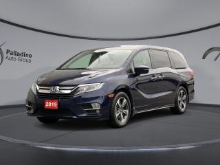 <b>Navigation,  Sunroof,  Apple CarPlay,  Android Auto,  Heated Seats!</b><br> <br>    Family oriented and safe, with a smooth ride and excellent power delivery, this 2019 Honda Odyssey ranks very high as one of the best minivans on the market. This  2019 Honda Odyssey is fresh on our lot in Sudbury. <br> <br>This 2019 Honda Odyssey is one of the best, most family oriented vehicles on the market. The interior is packed with everything you need for a long trip, while still retaining a functionality and versatility for those trips closer to home. With a controlled ride and on road handling and efficient and linear power delivery, the 2019 Odyssey is one of the best riding, strongest accelerating minivans around. If you want one vehicle that covers all the bases, this 2019 Honda Odyssey is ready to see it through.This  van has 101,661 kms. Its  blue in colour  . It has an automatic transmission and is powered by a  3.5L V6 24V GDI SOHC engine.  <br> <br> Our Odysseys trim level is EX-L Navi. This EX-L Navi brings a lot of cool to the table with navigation, power sliding rear doors, Honda LaneWatch right side camera, and a built in vacuum. This Odyssey is equipped with an active safety suite that includes lane keep assist with adaptive cruise control, collision mitigation with forward collision mitigation, and road departure mitigation with lane departure warning. Other features include a power sunroof, heated power front seats, memory driver seat and side mirrors, power tailgate, heated steering wheel, remote start, Apple CarPlay, Android Auto, audio display, Bluetooth phone integration, HondaLink with emergency response, CabinControl app, SiriusXM, HD Radio, Wi-Fi tethering, and Siri EyesFree. This vehicle has been upgraded with the following features: Navigation/GPS,  Sunroof/Moonroof,  Apple Carplay,  Android Auto,  Heated Seats,  Memory Seat,  Lane Keep Assist/sensing features. <br> <br>To apply right now for financing use this link : <a href=https://www.palladinohonda.com/finance/finance-application target=_blank>https://www.palladinohonda.com/finance/finance-application</a><br><br> <br/><br>Palladino Honda is your ultimate resource for all things Honda, especially for drivers in and around Sturgeon Falls, Elliot Lake, Espanola, Alban, and Little Current. Our dealership boasts a vast selection of high-class, top-quality Honda models, as well as expert financing advice and impeccable automotive service. These factors arent what set us apart from other dealerships, though. Rather, our uncompromising customer service and professionalism make every experience unforgettable, and keeps drivers coming back. The advertised price is for financing purchases only. All cash purchases will be subject to an additional surcharge of $2,501.00. This advertised price also does not include taxes and licensing fees.<br> Come by and check out our fleet of 110+ used cars and trucks and 60+ new cars and trucks for sale in Sudbury.  o~o