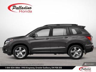 <b>Low Mileage, Navigation,  Cooled Seats,  Leather Seat Trim,  Sunroof,  Hands Free Liftgate!</b><br> <br>    Go where the adventure takes you in the highly capable Honda Passport. This  2019 Honda Passport is for sale today in Sudbury. <br> <br>This Honda Passport brings a breath of fresh air for all outdoor enthusiasts. Forged for the outdoors, this Honda SUV comes with a highly capable chassis, a powerful drivetrain, and the adventurous spirit you need to get off the beaten path and deep into the wild. No matter where your next adventure takes you, this Honda Passport has the design and capability to make those scenic drives that much better.This low mileage  SUV has just 59,862 kms. Its  gray in colour  . It has an automatic transmission and is powered by a  3.5L V6 24V GDI SOHC engine.  It may have some remaining factory warranty, please check with dealer for details. <br> <br> Our Passports trim level is Touring AWD. This Touring Passport was built for the long haul with top shelf features like navigation, air cooled seats, 4G WiFi, premium audio, wireless charging, hands free power liftgate, 115V outlet, and rain sensing wipers. Other premium features include a power moonroof, leather trimmed seats, driver memory settings, remote start, heated seats and steering wheel, steering wheel multifunction controls, 7 inch driver information, tri-zone automatic climate control, ambient lighting, Android Auto, Apple CarPlay, Bluetooth, SiriusXM, HondaLink, Siri EyesFree, USB and aux inputs, and an audio display. Driving assistance and active safety features like collision mitigation with forward collision warning, lane keep assist, road departure mitigation, adaptive cruise control, automatic high beams, and blind spot monitoring make sure you stay fresh on the trip. This vehicle has been upgraded with the following features: Navigation,  Cooled Seats,  Leather Seat Trim,  Sunroof,  Hands Free Liftgate,  Heated Seats,  Wireless Charging. <br> <br>To apply right now for financing use this link : <a href=https://www.palladinohonda.com/finance/finance-application target=_blank>https://www.palladinohonda.com/finance/finance-application</a><br><br> <br/><br>Palladino Honda is your ultimate resource for all things Honda, especially for drivers in and around Sturgeon Falls, Elliot Lake, Espanola, Alban, and Little Current. Our dealership boasts a vast selection of high-class, top-quality Honda models, as well as expert financing advice and impeccable automotive service. These factors arent what set us apart from other dealerships, though. Rather, our uncompromising customer service and professionalism make every experience unforgettable, and keeps drivers coming back. The advertised price is for financing purchases only. All cash purchases will be subject to an additional surcharge of $2,501.00. This advertised price also does not include taxes and licensing fees.<br> Come by and check out our fleet of 120+ used cars and trucks and 60+ new cars and trucks for sale in Sudbury.  o~o