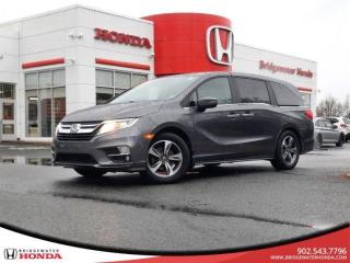 Gray 2019 Honda Odyssey EX-L w/Rear Entertainment System FWD 9-Speed Automatic 3.5L V6 SOHC i-VTEC 24V Bridgewater Honda, Located in Bridgewater Nova Scotia.3rd row seats: split-bench, 7 Speakers, A/V remote, Alloy wheels, AM/FM radio: SiriusXM, Auto High-beam Headlights, Automatic temperature control, Backup Camera, Cruise Control, DVD-Audio, Entertainment system, Front dual zone A/C, Front fog lights, Fully automatic headlights, Headphones, Heated door mirrors, Heated Front Bucket Seats, Heated steering wheel, Leather Seat Trim, Memory seat, Outside temperature display, Power driver seat, Power Liftgate, Power moonroof, Power passenger seat, Power windows, Radio: 150-Watt AM/FM/CD/HD Display Audio System, Reclining 3rd row seat, Remote keyless entry, Steering wheel mounted audio controls, Sun blinds, Telescoping steering wheel, Tilt steering wheel.