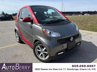 <p><p><span><strong>2014 Smart Fortwo Pure Gray On Black Interior </strong><br></span></p><p><span><span></span><span> </span>1.0L </span><span><span></span><span> </span>Rear Wheel Drive </span><span><span></span><span> </span>Auto </span><span><span></span><span> </span>A/C </span><span></span><span> Heated Front Seats <span></span> Panoramic Roof </span><span><span></span><span> </span>Navigation</span><span> </span><span><span></span><span> </span>Keyless Entry </span><span><span></span> Alloy Wheels <span></span><span id=jodit-selection_marker_1710177590329_5303220905530992 data-jodit-selection_marker=start style=line-height: 0; display: none;></span></span></p><p><span><strong><br></strong></span><span>*** Fully Certified ***</span></p><p><span><strong>*** ONLY 128,102 KM ***</strong></span></p><p><br></p><p><span><span><strong>CARFAX REPORT: <a href=https://vhr.carfax.ca/?id=plVJ2ogJLL9M9qWG+PDPB/2uommjOLku>https://vhr.carfax.ca/?id=plVJ2ogJLL9M9qWG+PDPB/2uommjOLku</a></strong></span></span></p><br></p> <span id=jodit-selection_marker_1689009751050_8404320760089252 data-jodit-selection_marker=start style=line-height: 0; display: none;></span>