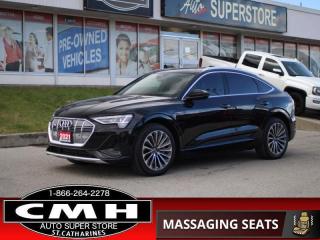 <b>ELECTRIC AWD !! NAVIGATION, 360 CAMERA, PARKING SENSORS, ADAPTIVE CRUISE CONTROL, LANE DEPARTURE, COLLISION SENSORS, HEADS UP DISPLAY, LEATHER, PANORAMIC SUNROOF, LEATHER, POWER MASSAGING SEATS, COOLED/HEATED SEATS, POWER LIFTGATE, 21-IN ALLOY WHEELS </b><br>      This  2021 Audi e-tron Sportback is for sale today. <br> <br>Just because youre looking for the efficiency and versatility of a hybrid vehicle doesnt mean you should sacrifice on premium features or performance. This plug-in hybrid electric Audi e-tron can offer the cleaner, more efficient operation of an electric vehicle coupled with the long-distance cruising range and convenience of a gasoline drivetrain. With this Audi, you can enjoy the best of both worlds in one beautifully designed vehicle. This  coupe has 42,245 kms. Its  black in colour  . It has an automatic transmission and is powered by a  smooth engine. <br> <br> Our e-tron Sportbacks trim level is Technik quattro. This Technik trim adds cooled seats for top shelf comfort along with cutting edge tech features like heads up display, Bang and Olufsen 3D sound system, lane keep assist, distance pacing cruise, and a 360 degree aerial view camera. Heated leather seats create a classic and luxurious experience under the panoramic sunroof on this e-tron. The purely electric drivetrain provides a dynamic and exciting drive while a heated steering wheel and memory settings make sure every drive is comfortable. Stay connected using the Audi Connect infotainment system with navigation and the Audi smartphone interface. Proximity keyless entry and power cargo access makes for a valet-like experience while Audi pre sense helps you drive with blind spot assist, lane change assist, collision avoidance assist, and a rear view camera.<br> <br>To apply right now for financing use this link : <a href=https://www.cmhniagara.com/financing/ target=_blank>https://www.cmhniagara.com/financing/</a><br><br> <br/><br>Trade-ins are welcome! Financing available OAC ! Price INCLUDES a valid safety certificate! Price INCLUDES a 60-day limited warranty on all vehicles except classic or vintage cars. CMH is a Full Disclosure dealer with no hidden fees. We are a family-owned and operated business for over 30 years! o~o