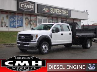 <b>6.7L POWER STROKE DIESEL !! CREW CAB 4X4 !! BLUETOOTH, TRAILER BRAKE CONTROLLER, CRUISE CONTROL, USB PORTS, STEERING WHEEL CONTROLS, AIR CONDITIONING, BED LIGHTS, AUTOMATIC HEADLIGHTS</b><br>      This  2019 Ford F-550 Super Duty DRW is for sale today. <br> <br>The Ford Super Duty is designed to tackle your toughest of jobs with ease. Its no surprise that this unit offers top-rated performance thanks to its strong lineup of engines. With a comfortable interior, including the perfect driving position and exceptional handling capabilities, this impressive work truck is effective, highly efficient and deserves a place within your fleet.This  sought after diesel Crew Cab 4X4 pickup  has 164,938 kms. Its  white in colour  . It has an automatic transmission and is powered by a   6.7L 8 Cylinder Engine. <br> <br> Our F-550 Super Duty DRWs trim level is XL. This powerful Ford F-550 Super Duty XL comes well equipped with a heavy duty suspension, towing equipment with trailer sway control, a 4 speaker audio system with SYNC communications including enhanced voice recognition, 2 front tow hooks, automatic headlamps, air conditioning, an easy to clean rubber floor and FordPass Connect 4G that may allow for a mobile hotspot.<br> To view the original window sticker for this vehicle view this <a href=http://www.windowsticker.forddirect.com/windowsticker.pdf?vin=1FD0W5HT0KEC93314 target=_blank>http://www.windowsticker.forddirect.com/windowsticker.pdf?vin=1FD0W5HT0KEC93314</a>. <br/><br> <br>To apply right now for financing use this link : <a href=https://www.cmhniagara.com/financing/ target=_blank>https://www.cmhniagara.com/financing/</a><br><br> <br/><br>Trade-ins are welcome! Financing available OAC ! Price INCLUDES a valid safety certificate! Price INCLUDES a 60-day limited warranty on all vehicles except classic or vintage cars. CMH is a Full Disclosure dealer with no hidden fees. We are a family-owned and operated business for over 30 years! o~o