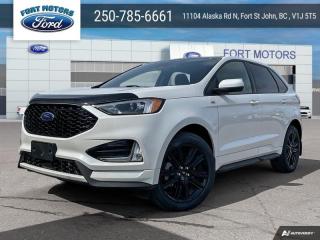 <b>Sunroof, 20 inch Aluminum Wheels, Cold Weather Package, Heated Steering Wheel, Trailer Tow Package!</b><br> <br>   Change the game with the unique styling of the bold and beautiful Ford Edge. <br> <br>With meticulous attention to detail and amazing style, the Ford Edge seamlessly integrates power, performance and handling with awesome technology to help you multitask your way through the challenges that life throws your way. Made for an active lifestyle and spontaneous getaways, the Ford Edge is as rough and tumble as you are. Push the boundaries and stay connected to the road with this sweet ride!<br> <br> This star white metallic tri-coat SUV  has a 8 speed automatic transmission and is powered by a  250HP 2.0L 4 Cylinder Engine.<br> <br> Our Edges trim level is ST Line. Taking things to the edge with this ST Line trim, featuring unique gloss-black wheels, a blacked-out grille with trim-specific exterior styling, aggressive exhaust tips, front fog lamps, a numeric keypad for extra security, and supportive ActiveX heated front bucket seats, with power-adjustment and lumbar support. This trim also features a power liftgate for rear cargo access, a key fob with remote engine start and rear parking sensors, a 12-inch capacitive infotainment screen bundled with wireless Apple CarPlay and Android Auto, SiriusXM satellite radio, a 6-speaker audio setup, and 4G mobile hotspot internet connectivity. You and yours are assured of optimum road safety, with blind spot detection, rear cross traffic alert, pre-collision assist with automatic emergency braking, lane keeping assist, lane departure warning, forward collision alert, driver monitoring alert, and a rearview camera with an inbuilt washer. Also standard include proximity keyless entry, dual-zone climate control, 60-40 split front folding rear seats, LED headlights with automatic high beams, and even more. This vehicle has been upgraded with the following features: Sunroof, 20 Inch Aluminum Wheels, Cold Weather Package, Heated Steering Wheel, Trailer Tow Package, Convenience Package. <br><br> View the original window sticker for this vehicle with this url <b><a href=http://www.windowsticker.forddirect.com/windowsticker.pdf?vin=2FMPK4J90RBA94773 target=_blank>http://www.windowsticker.forddirect.com/windowsticker.pdf?vin=2FMPK4J90RBA94773</a></b>.<br> <br>To apply right now for financing use this link : <a href=https://www.fortmotors.ca/apply-for-credit/ target=_blank>https://www.fortmotors.ca/apply-for-credit/</a><br><br> <br/><br>Come down to Fort Motors and take it for a spin!<p><br> Come by and check out our fleet of 30+ used cars and trucks and 60+ new cars and trucks for sale in Fort St John.  o~o