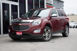 <p>Engineered for discerning drivers, our top-of-the-line 2016 Chevrolet Equinox LTZ AWD in Red Tintcoat is a practically perfect blend of efficiency, space, and style! Motivated by a 3.6 Litre V6 that generates 301hp matched with a 6 Speed Automatic transmission that provides refinement and responsiveness. This All Wheel Drive SUV offers approximately 9.8L/100km on the highway, plus looks sharp with beautiful chrome-clad wheels, roof rack side rails, and fog lights.</p>

<p>Inside our LTZ, feel perpetually indulged with loads of legroom for optimal comfort and a 60/40-split second-row seat that slides and reclines. Remote start, heated leather seats, a power liftgate, a touchscreen with MyLink interface, Bluetooth phone connectivity and integration, available WiFi, and a premium sound system are just a sampling of what awaits you in this well-appointed cabin.</p>

<p>A top safety pick, our Chevrolet Equinox demonstrates a commitment to excellence with standard safety features and a steel safety cage, rearview camera, ABS, and StabiliTrak to help you stay grounded in all sorts of road and weather conditions. You'll also have the peace of mind of OnStar's automatic crash response and a lane departure warning system. This Equinox LTZ is truly the complete package! Save this Page and Call for Availability. We Know You Will Enjoy Your Test Drive Towards Ownership! Errors and omissions excepted </p>

<p> </p>
