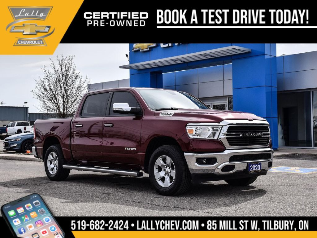 Used 2020 RAM 1500 Big Horn BIG HORN/LONE STAR, 4D CREW CAB, 4WD, LOW KMS! for Sale in Tilbury, Ontario